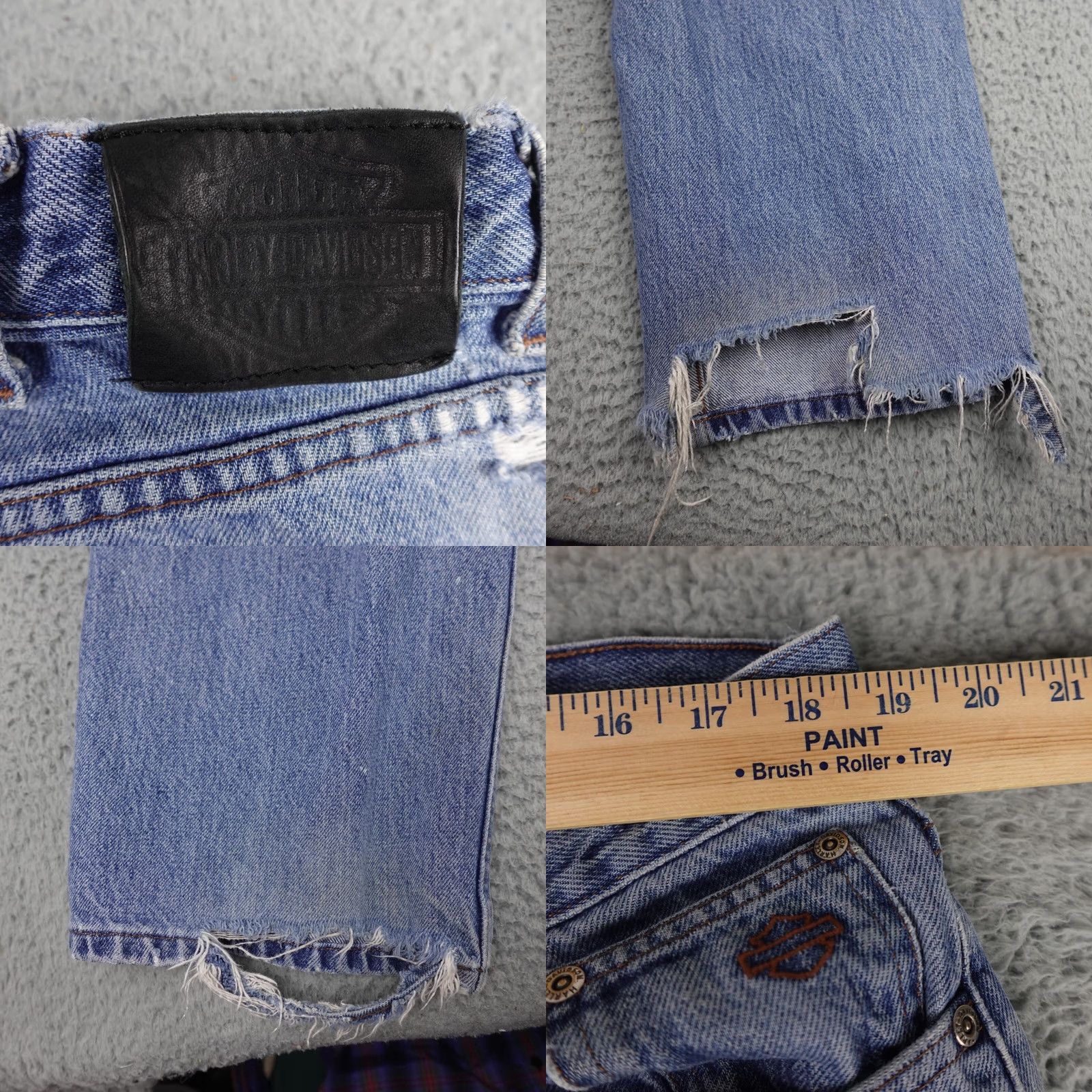 Harley Davidson Harley-Davidson Jeans Mens 38x32 Blue Denim Biker Light Wash Faded Distressed - 90s, Grunge, Retro, Rock - Pre-Owned Size US 38 / EU 54 - 9 Thumbnail