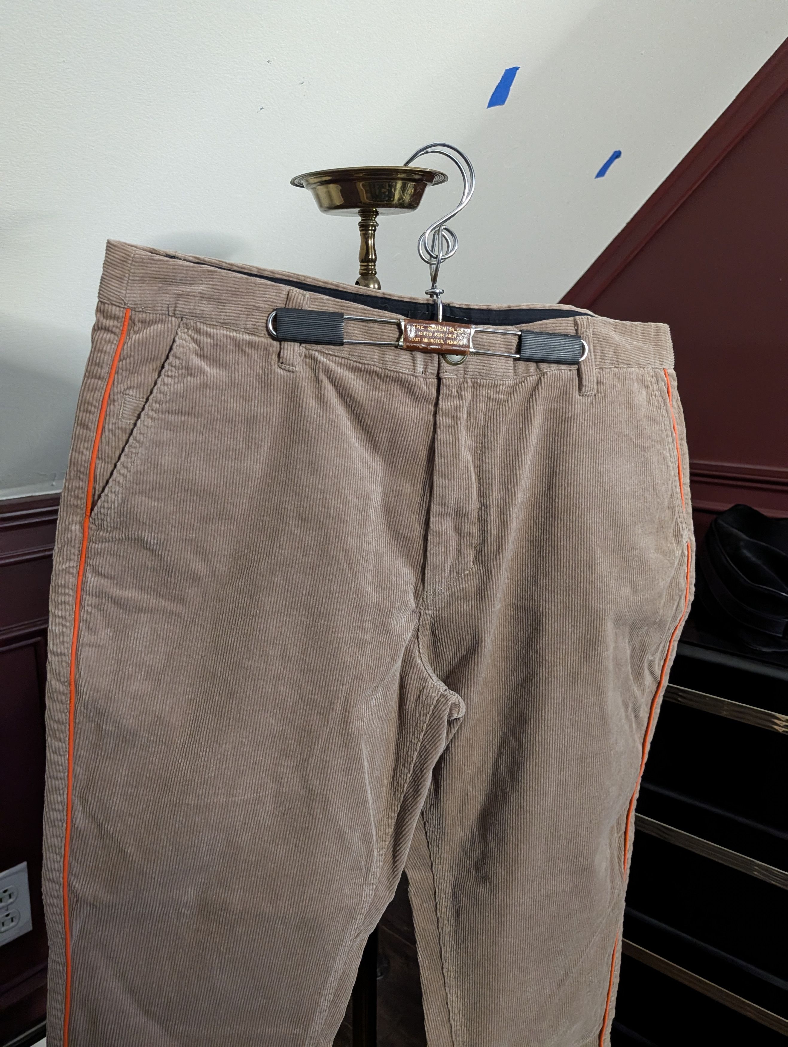 Zanerobe Tan corduroy orange piping accent cotton pants 36 Size US 36 / EU 52 - 2 Thumbnail
