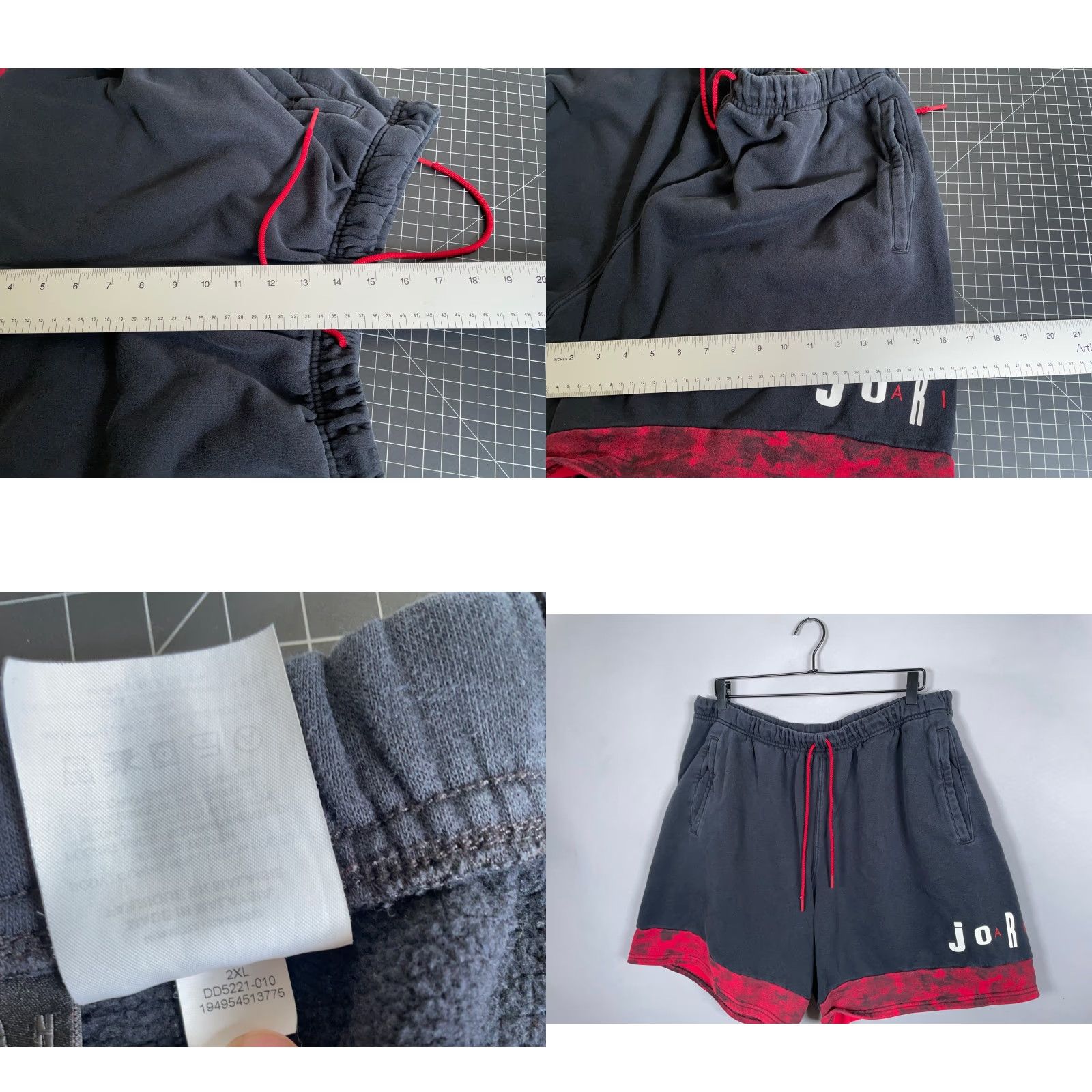 Jordan Brand Jordan Shorts 2XL Men's Drawstring AJ6 Legacy Fleece Black Red Size US 34 / EU 50 - 8 Thumbnail