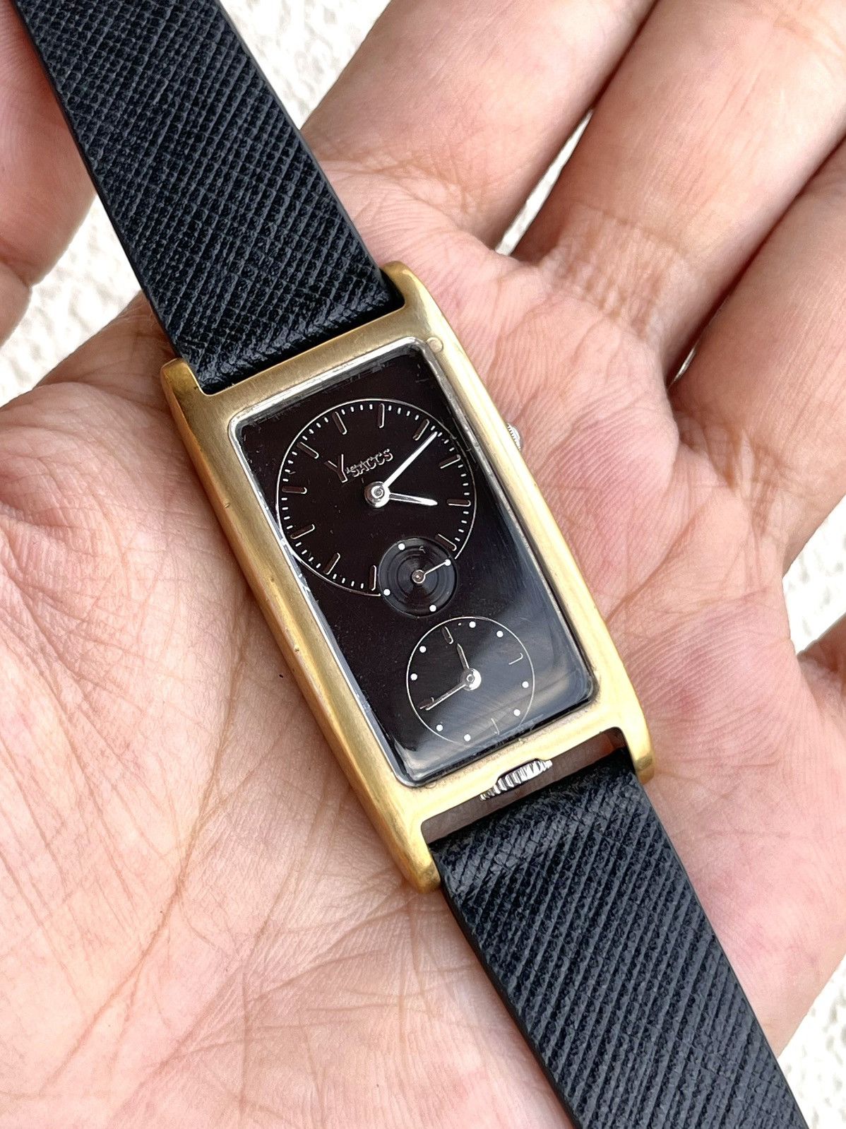 Yohji Yamamoto Rare 1990s Sacsny Y’saccs Dual Time Rectangular Tank Watch Size ONE SIZE - 1 Thumbnail