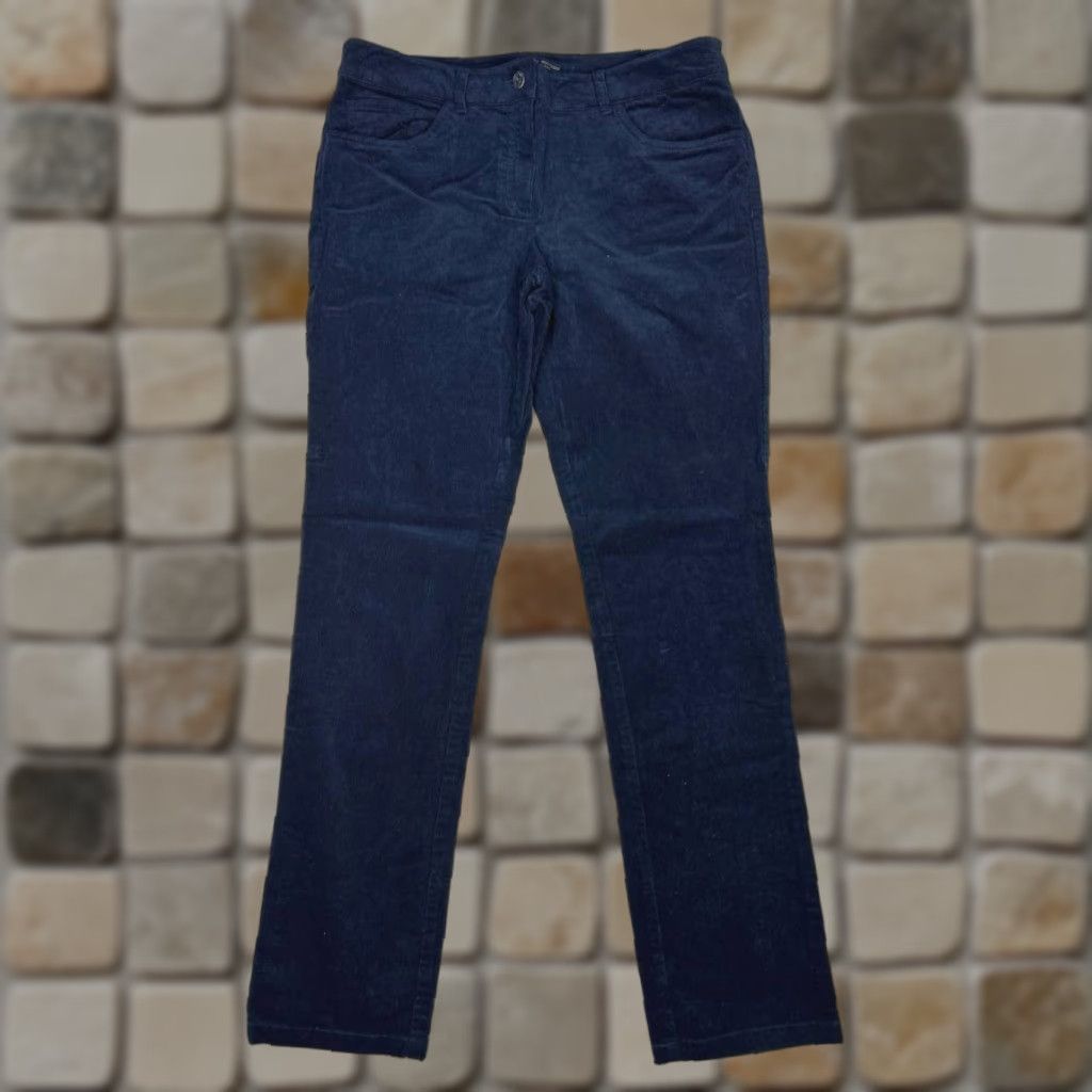 Brooks Brothers Brooks Brothers 346 Natalie Fit Pants Womens 8 Blue Corduroy Mid Rise Straight Front Pockets Casual Modern Comfort Stretch Size 30" / US 8 / IT 44 - 1 Thumbnail