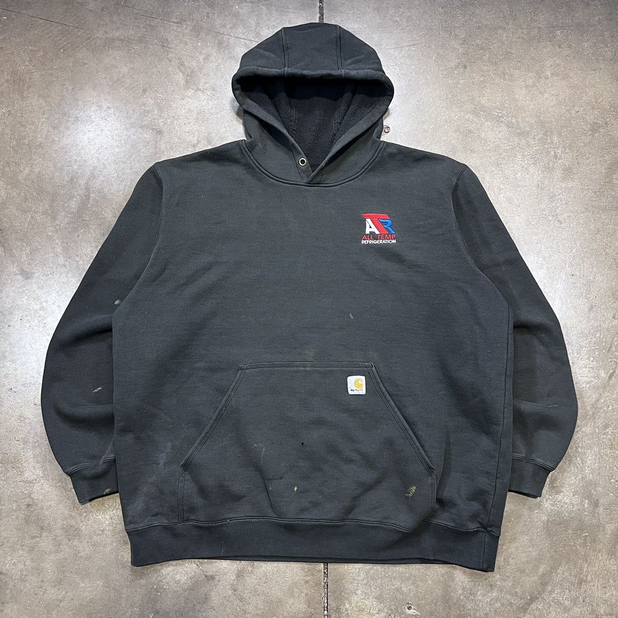 Carhartt × Vintage Vintage Y2K Carhartt Sweatshirt Hoodie Faded Black Oversized Size US XXL / EU 58 / 5 - 1 Thumbnail