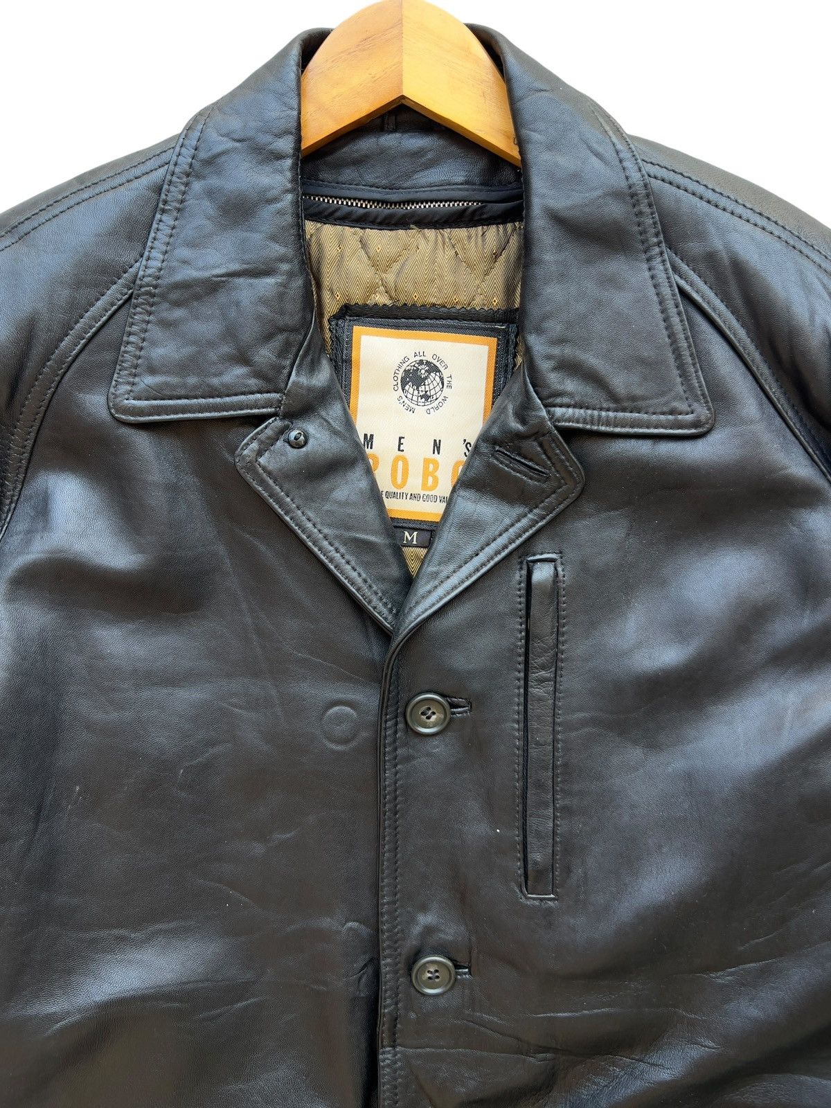 Vintage Vintage 90s Men’s Robo Black Leather Coat Jacket Size US L / EU 52-54 / 3 - 4 Thumbnail