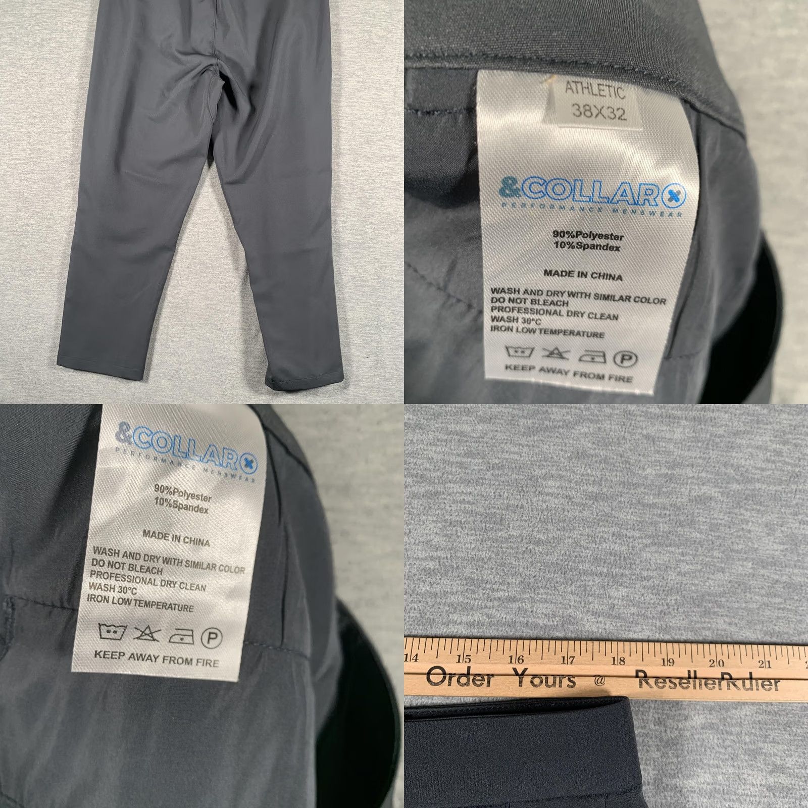 Vintage &Collar Dress Pants Mens 38x26 Gray Athletic Fit Stretch Tapered Casual Business Size US 38 / EU 54 - 8 Thumbnail