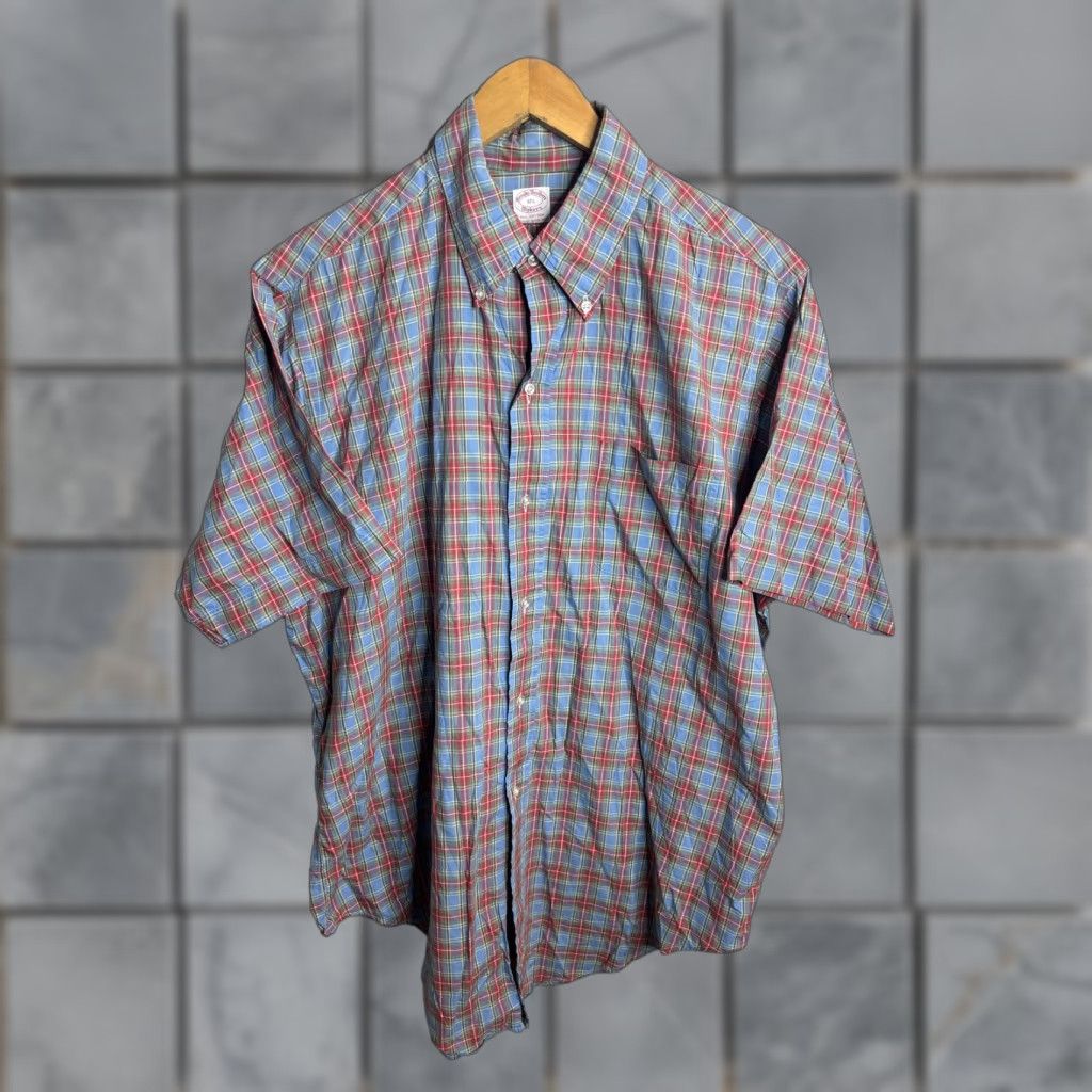 Brooks Brothers Brooks Brothers Shirt Mens XL Blue Red Plaid Button-Down Short Sleeve Madras Size US XL / EU 56 / 4 - 1 Thumbnail