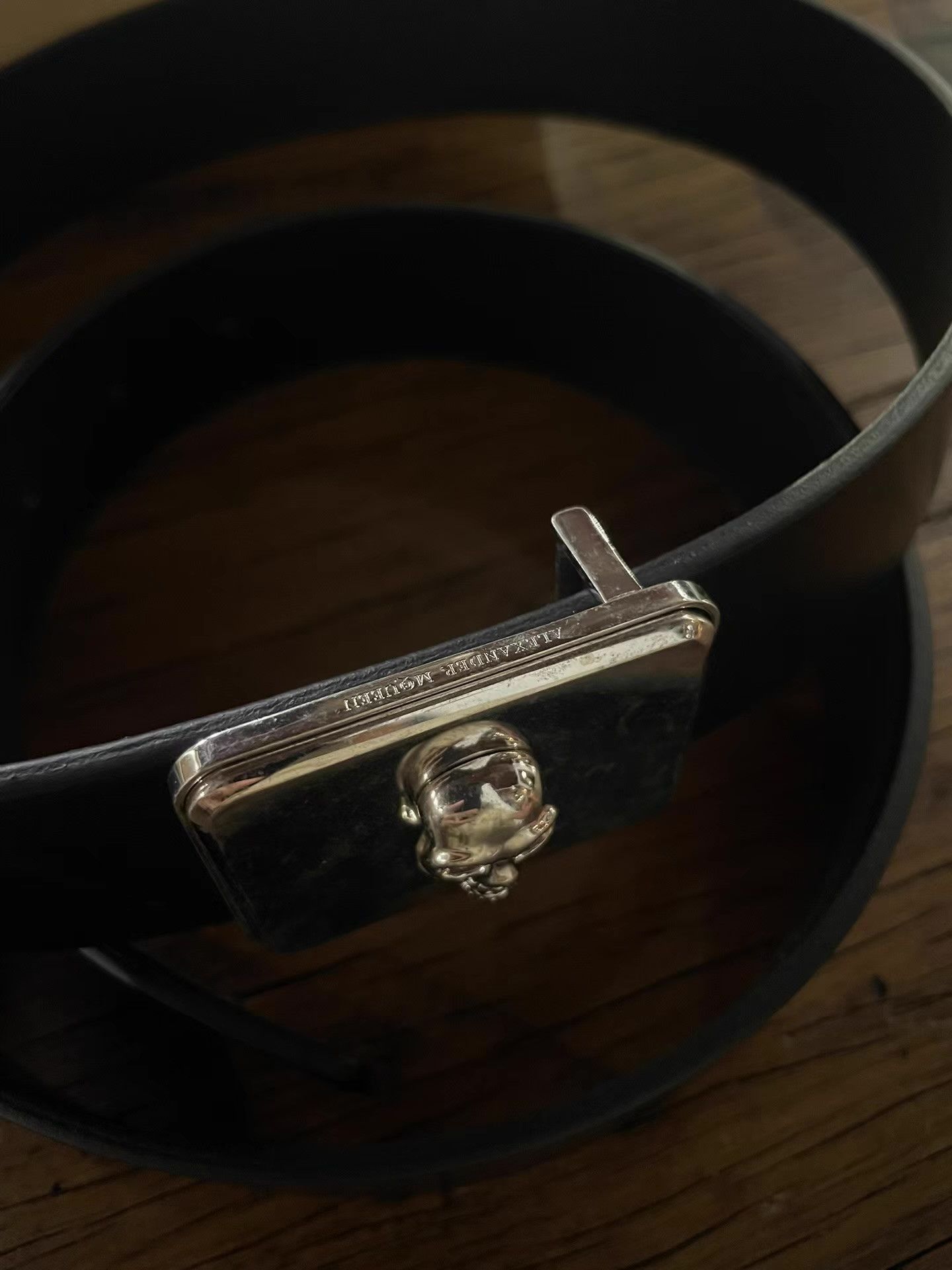 Alexander McQueen Alexander McQueen Black Embossed Silver Skull Belt Ｑ25 Size ONE SIZE - 6 Thumbnail
