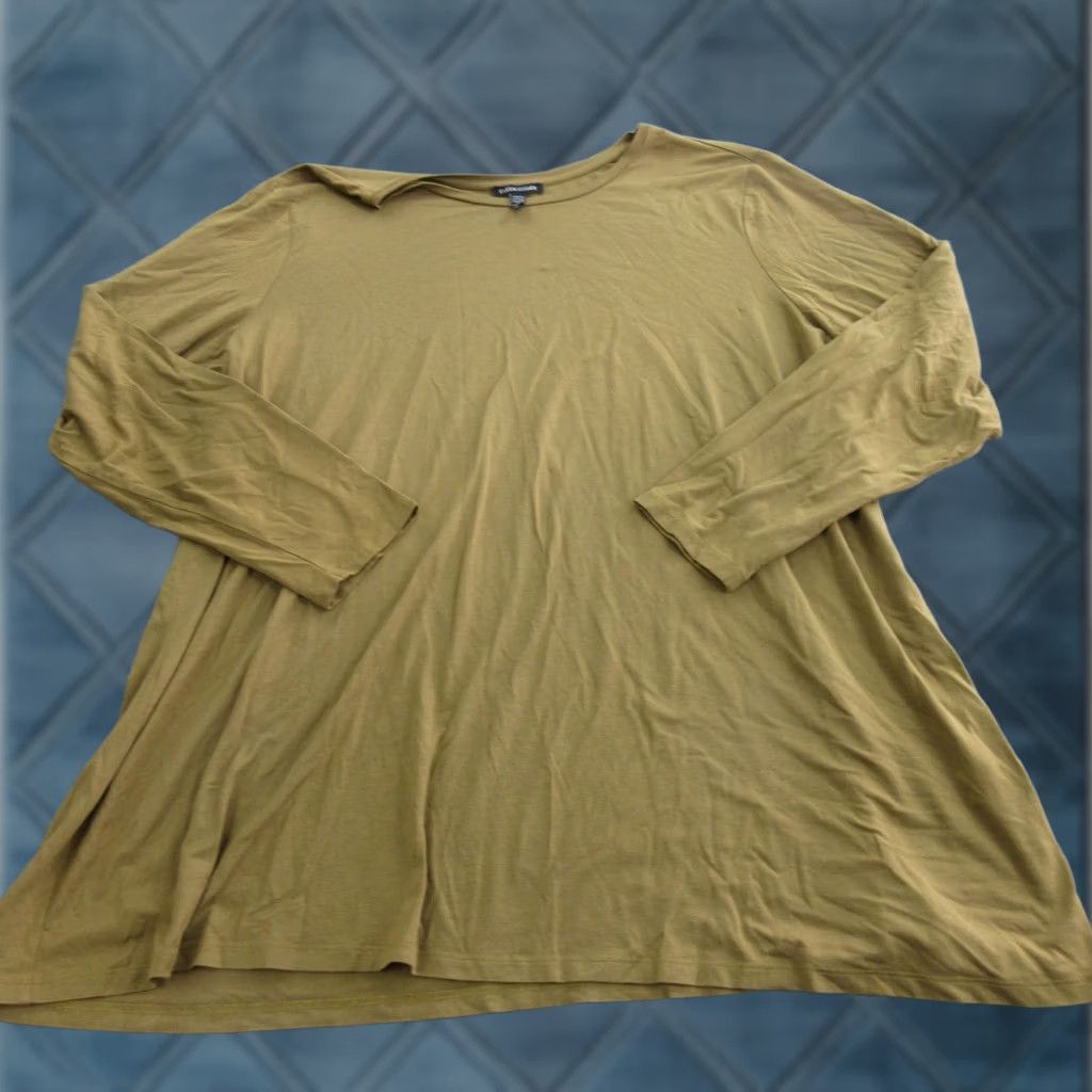 Eileen Fisher Eileen Fisher Shirt Womens 1X Green Long Sleeve Scoop Neck Jersey Tunic Top Size XL / US 12-14 / IT 48-50 - 1 Thumbnail
