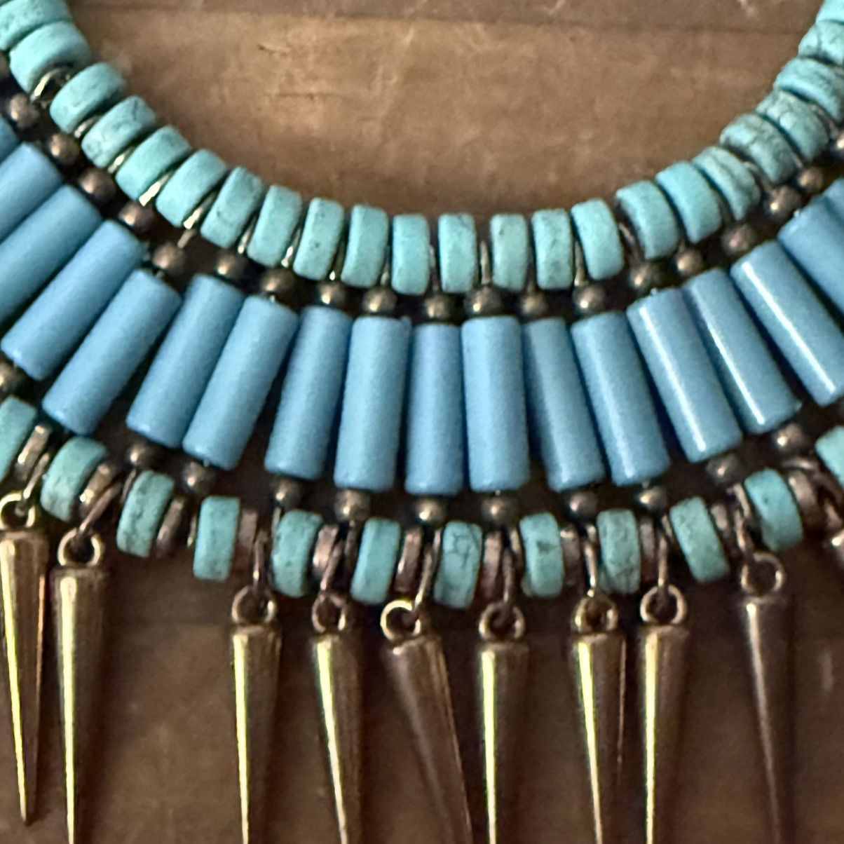 Other Gold tone turquoise bead spike statement necklace Size ONE SIZE - 3 Thumbnail
