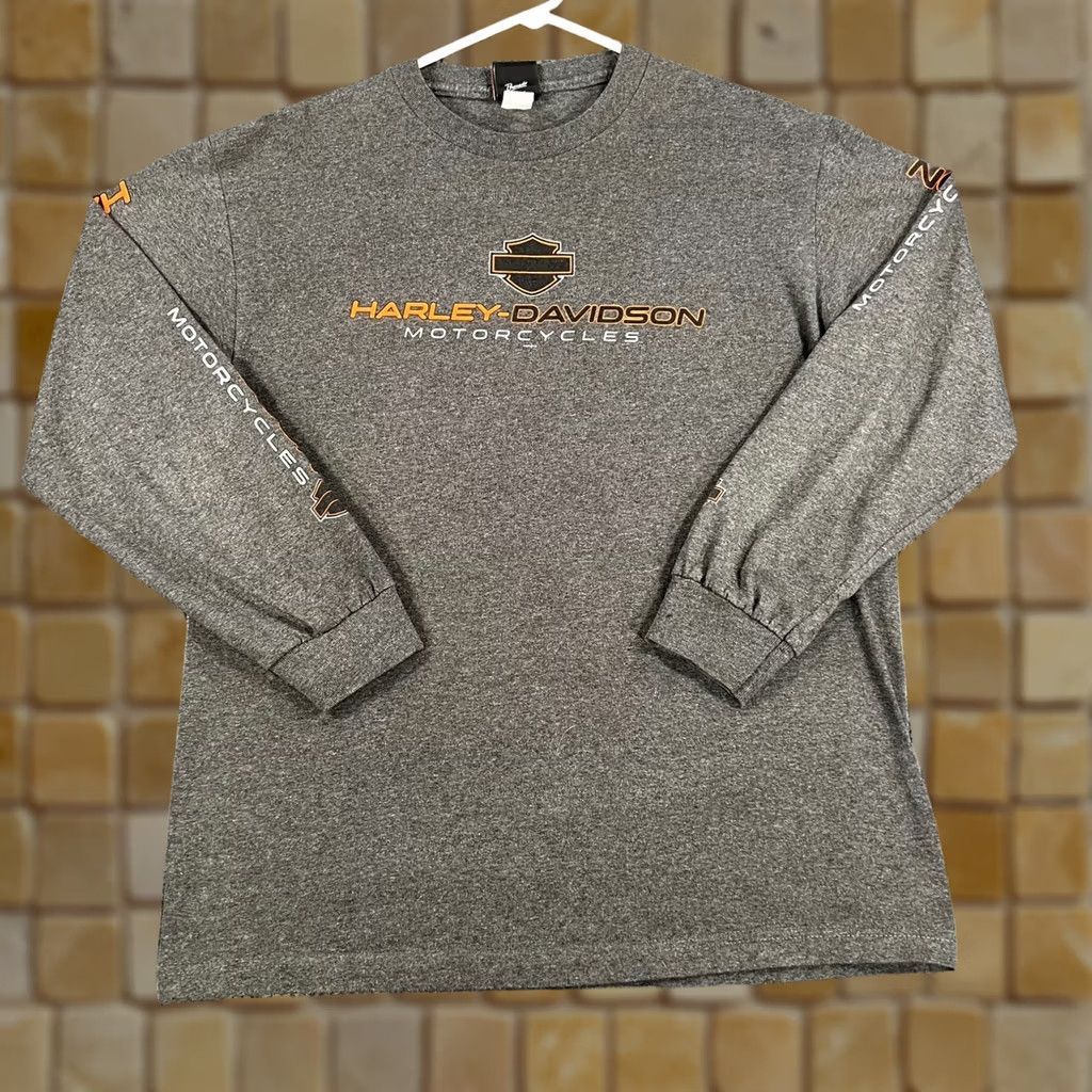 Harley Davidson Harley-Davidson Shirt Mens Medium Gray Long Sleeve