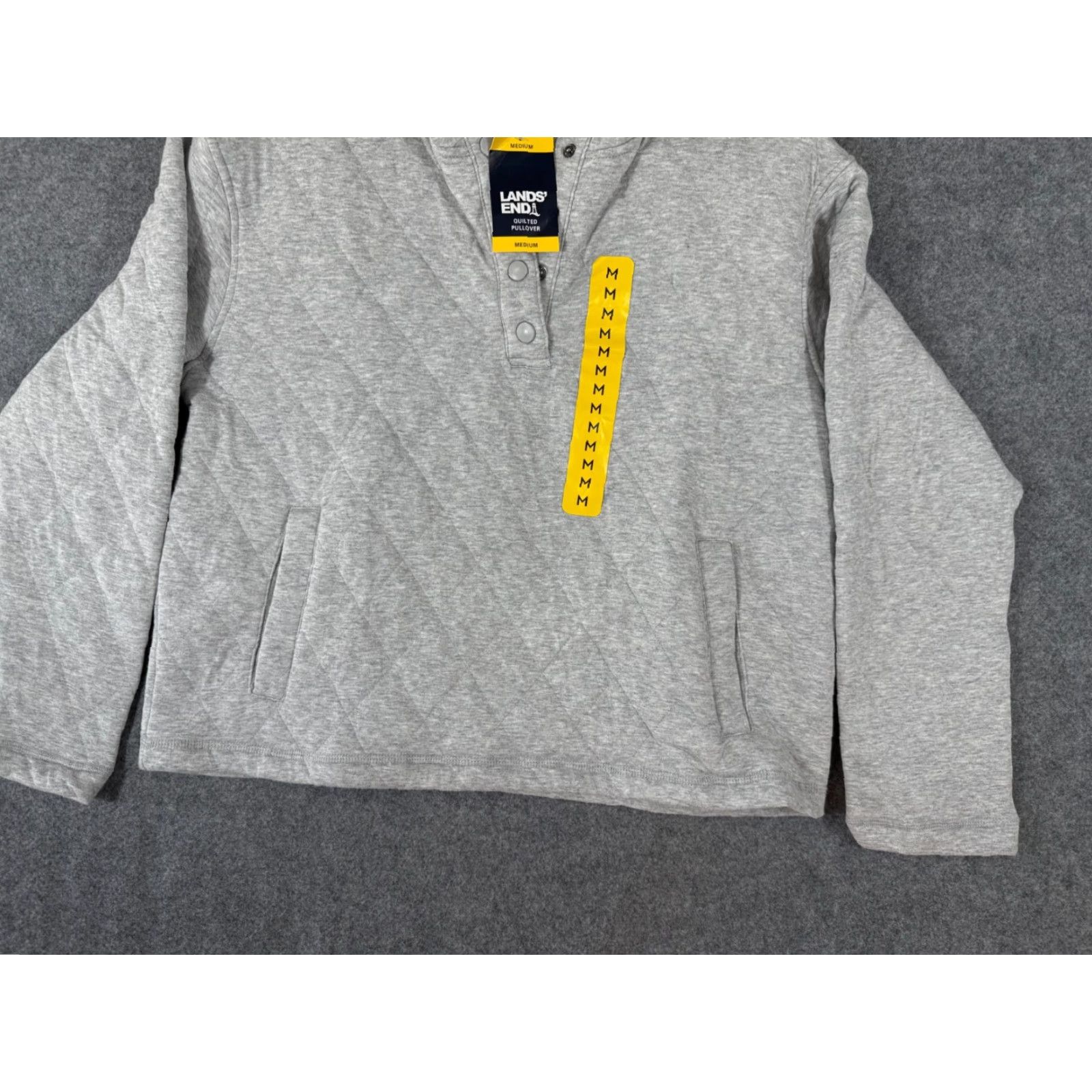 Lands' End Lands' End Quilted Pullover Hooded Sweatshirt Womens M(8-10) Grey Snap Front NWT Size M / US 6-8 / IT 42-44 - 4 Thumbnail