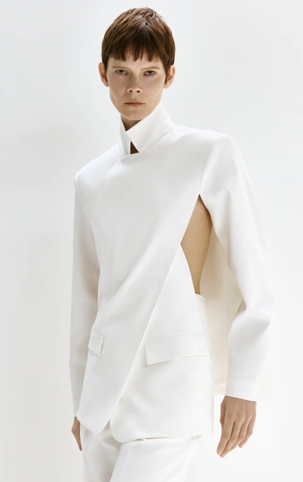 Bevza BEVZA Crossed Asymmetric Jacket White Size S Size S / US 4 / IT 40 - 1 Thumbnail
