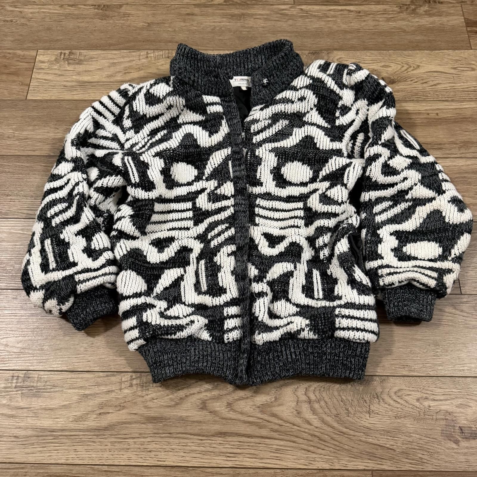 Other Vintage 80s 90s Acrylic Knit Cardigan Zip Sweater Art Size M Size M / US 6-8 / IT 42-44 - 1 Thumbnail