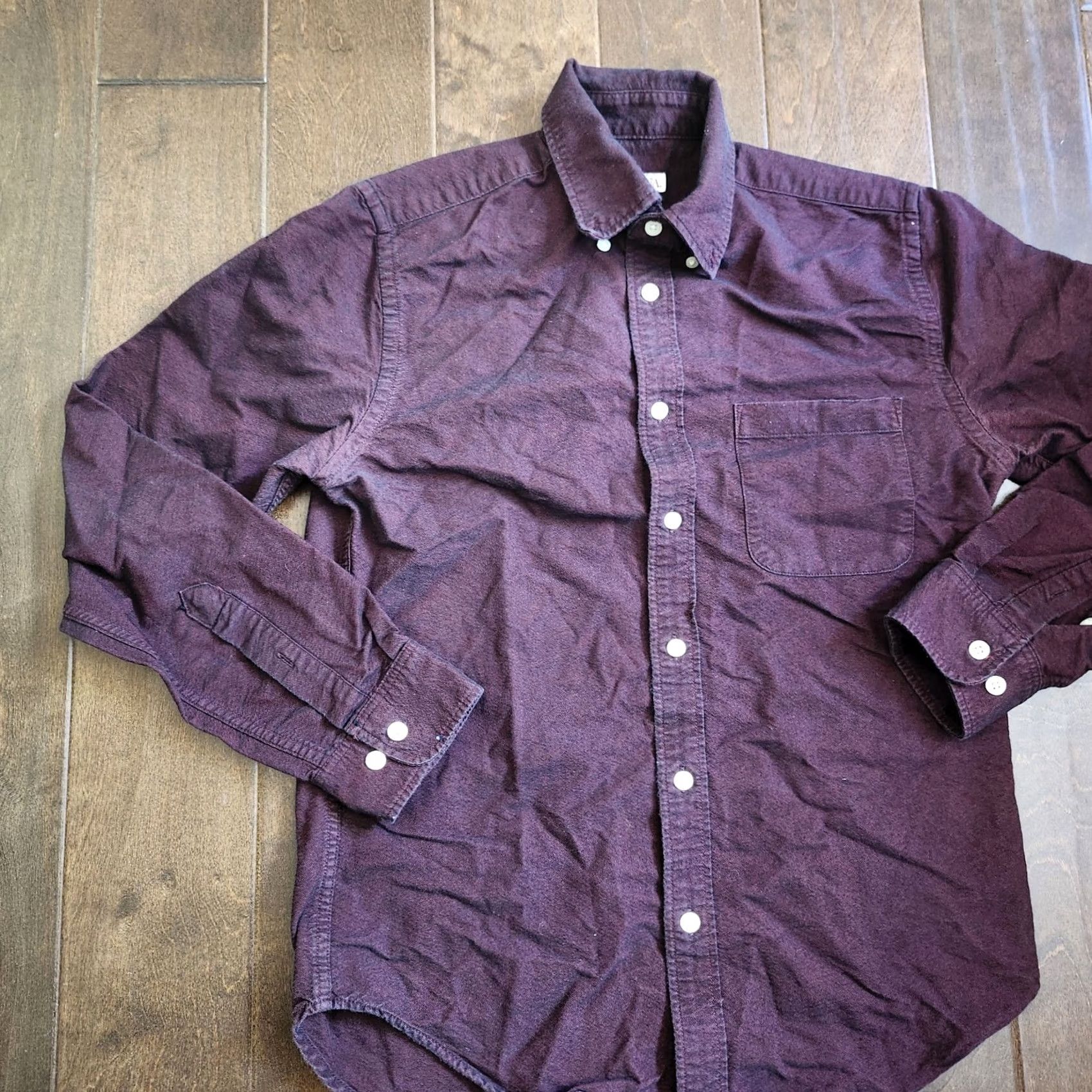 Merona Merona Men's Burgundy Button-Down Dress Shirt S/P Shirt Casual Business 100% Cotton Size 36R - 3 Thumbnail