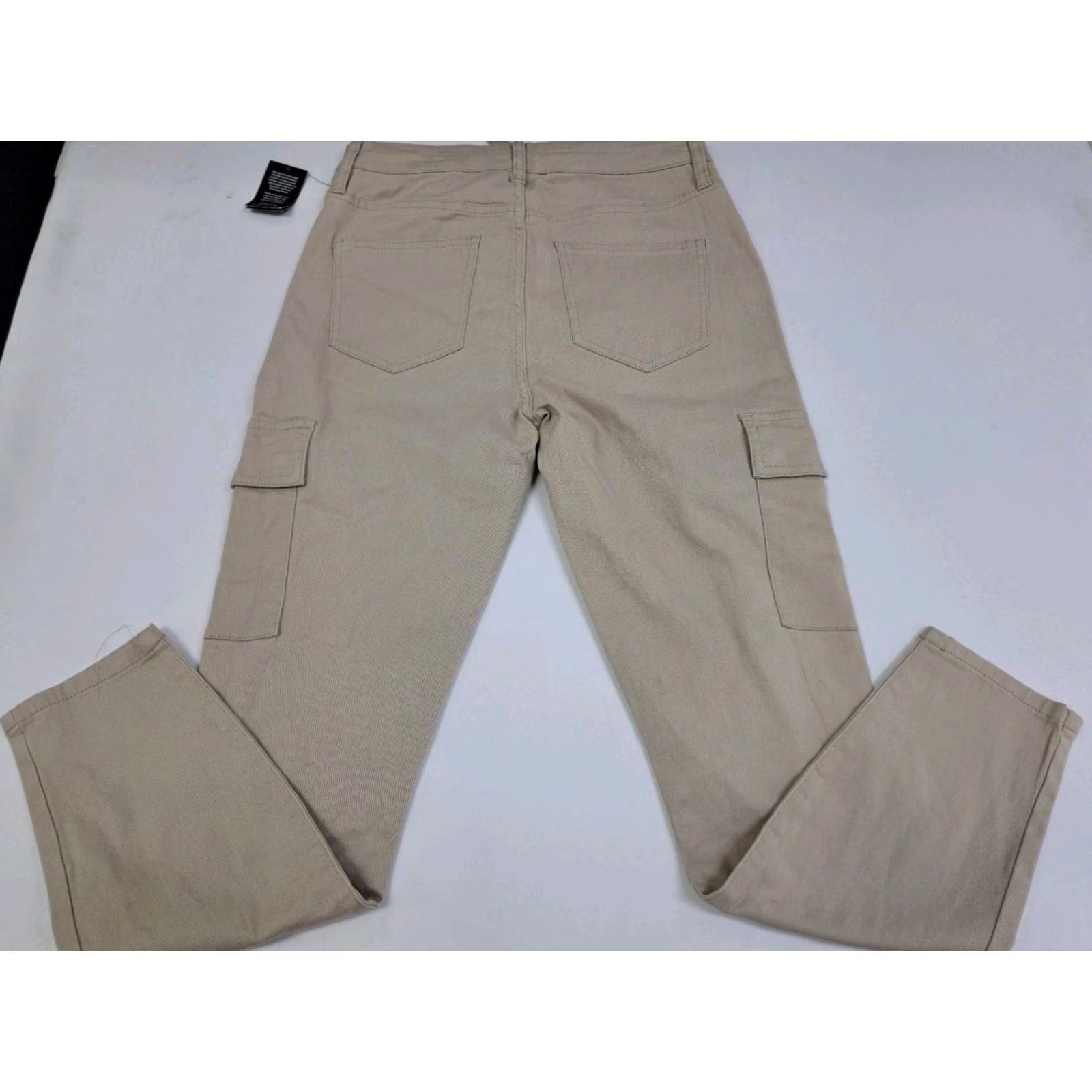 Vintage Celebrity Pink Womens Hi Rise Skinny Cargo Pant Beige 5/27 Size 5 Inseam 27 Denim Cotton Spandex Cargo Pocket Logo Zipper Button Slim Fit Size 27" / US 4 / IT 40 - 2 Thumbnail