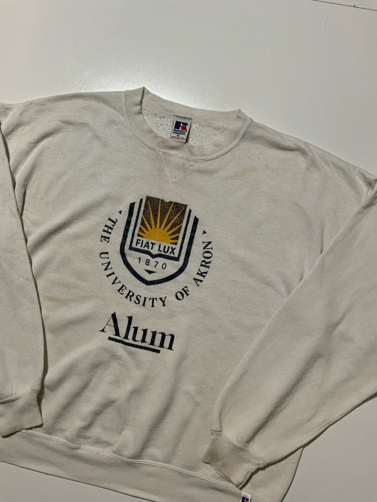 NCAA × Russell Athletic × Vintage VTG Russell University Akron Made USA Crewneck Sweatshirt Size US XL / EU 56 / 4 - 3 Thumbnail