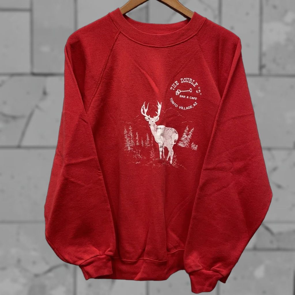 Hanes VINTAGE Hanes Cotton Blend Pullover Sweatshirt USA Mens XL Red Graphic Bar & Café Size US XL / EU 56 / 4 - 1 Thumbnail