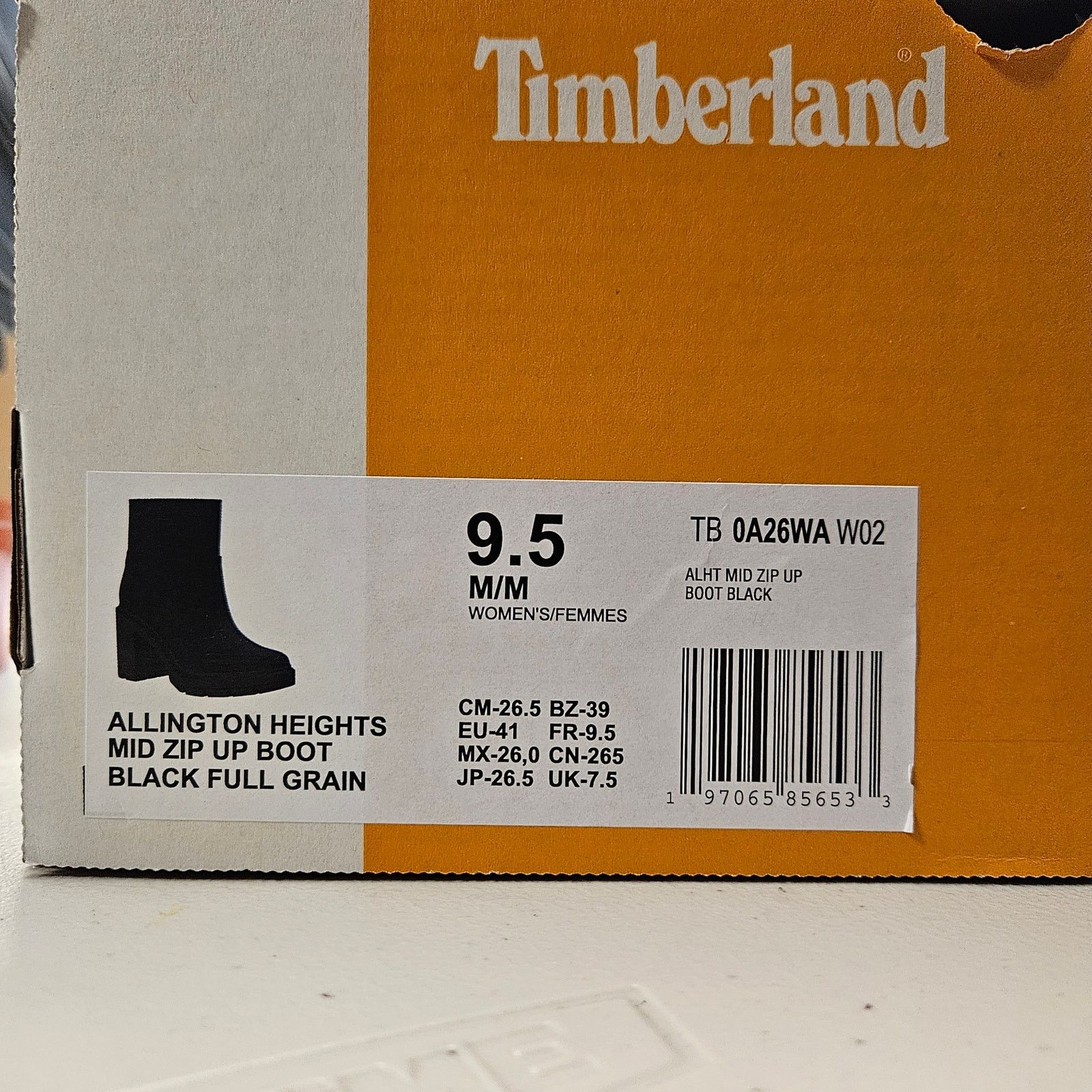 Timberland TIMBERLAND WOMEN'S 9 ALLINGTON HEIGHTS MID ZIP UP BOOT BLACK Size US 9 / IT 39 - 8 Thumbnail