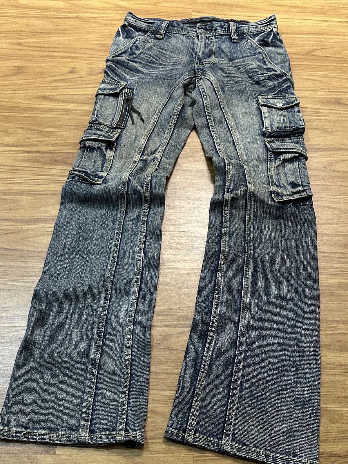 Nicole Club Nicole Club For Men Flare Multi Pocket Bondage Denim Jeans Size US 32 / EU 48 - 3 Thumbnail