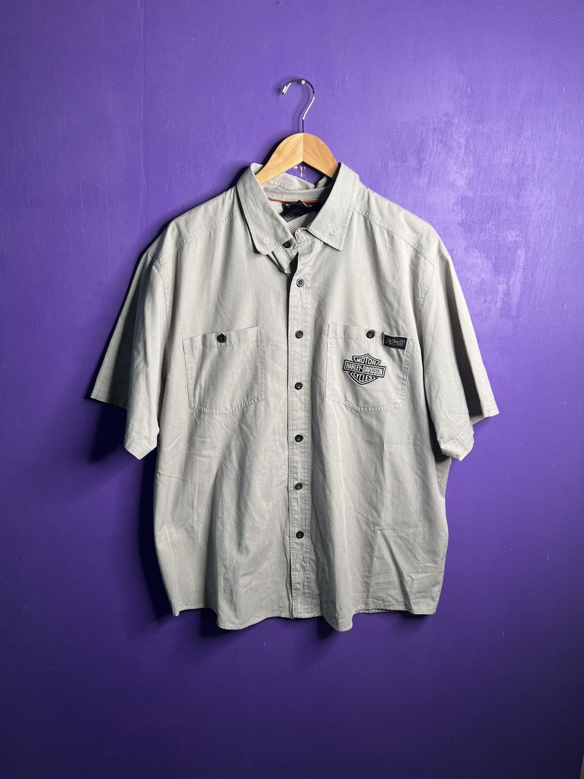 Harley Davidson × Vintage Vintage 00s Harley Davidson striped work shirt Size US XL / EU 56 / 4 - 1 Thumbnail