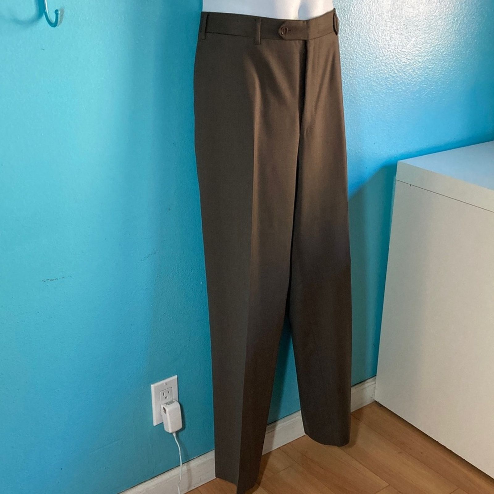 Canali Canali Mens Size 36 X 32 Brown 100% Wool Trousers Dress Pant Size 36R - 1 Thumbnail