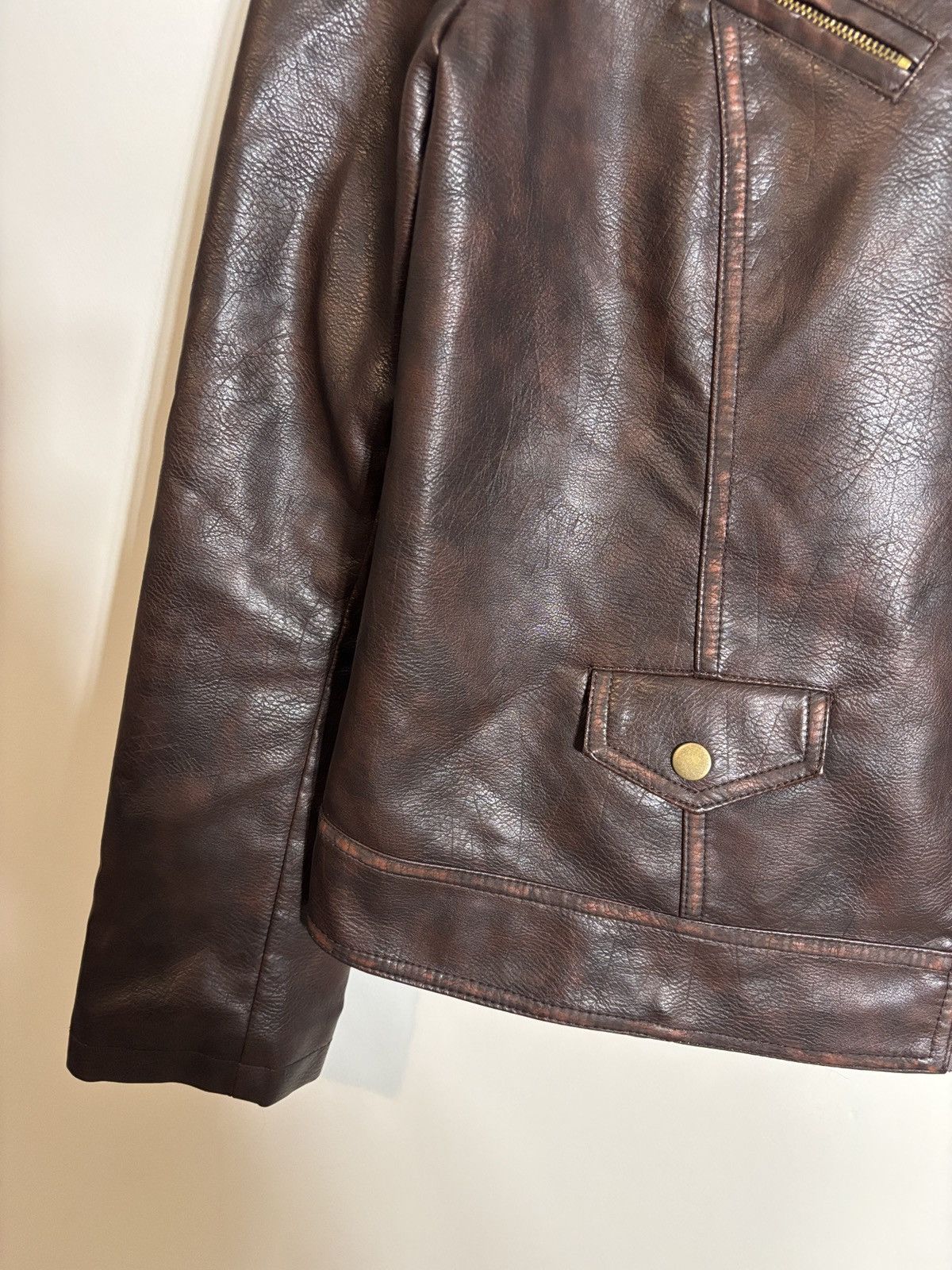Other Vtg JW Style Brown Vegan Leather Motorcycle Jacket Women’s L Size L / US 10 / IT 46 - 3 Thumbnail