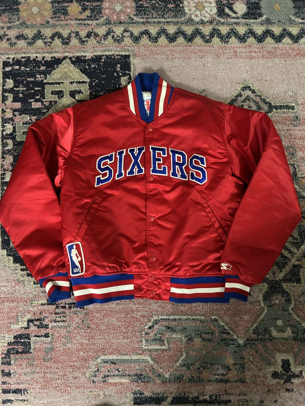 Starter Vintage 90’s Starter Philadelphia 76ers Satin Bomber Jacket Size US M / EU 48-50 / 2 - 1 Thumbnail