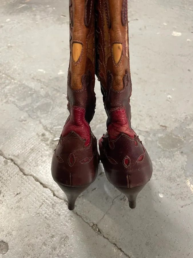 Dolce & Gabbana 2000s Dolce & Gabbana Red Texas Cow-boy Heels Size US 5 / IT 35 - 4 Thumbnail