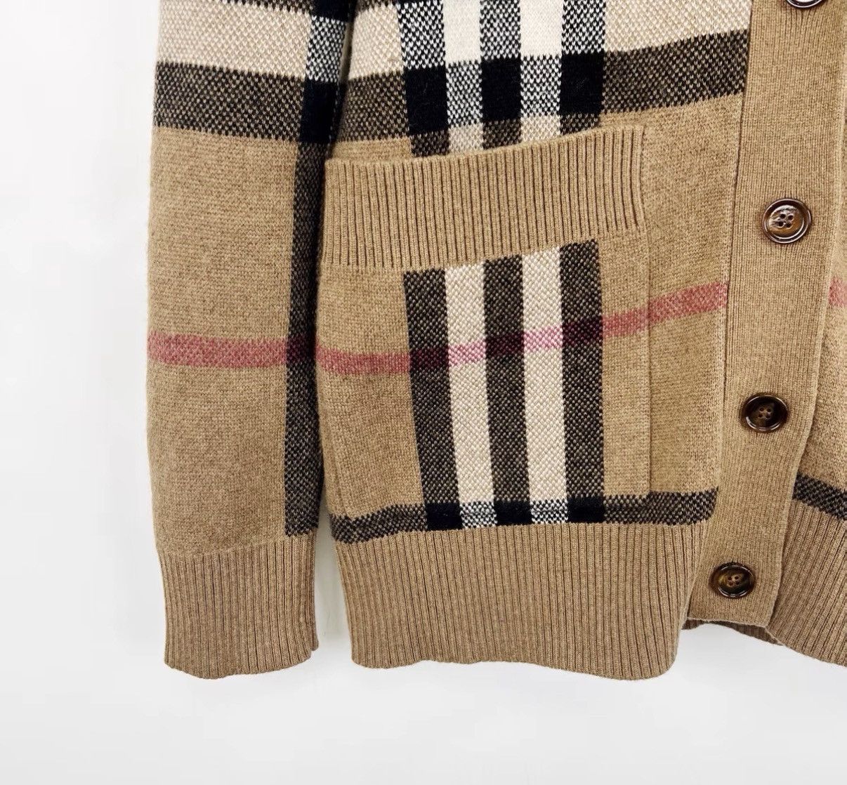 Burberry Burberry Brown Plaid Wool Jacquard Cardigan K12 Size S / US 4 / IT 40 - 6 Thumbnail
