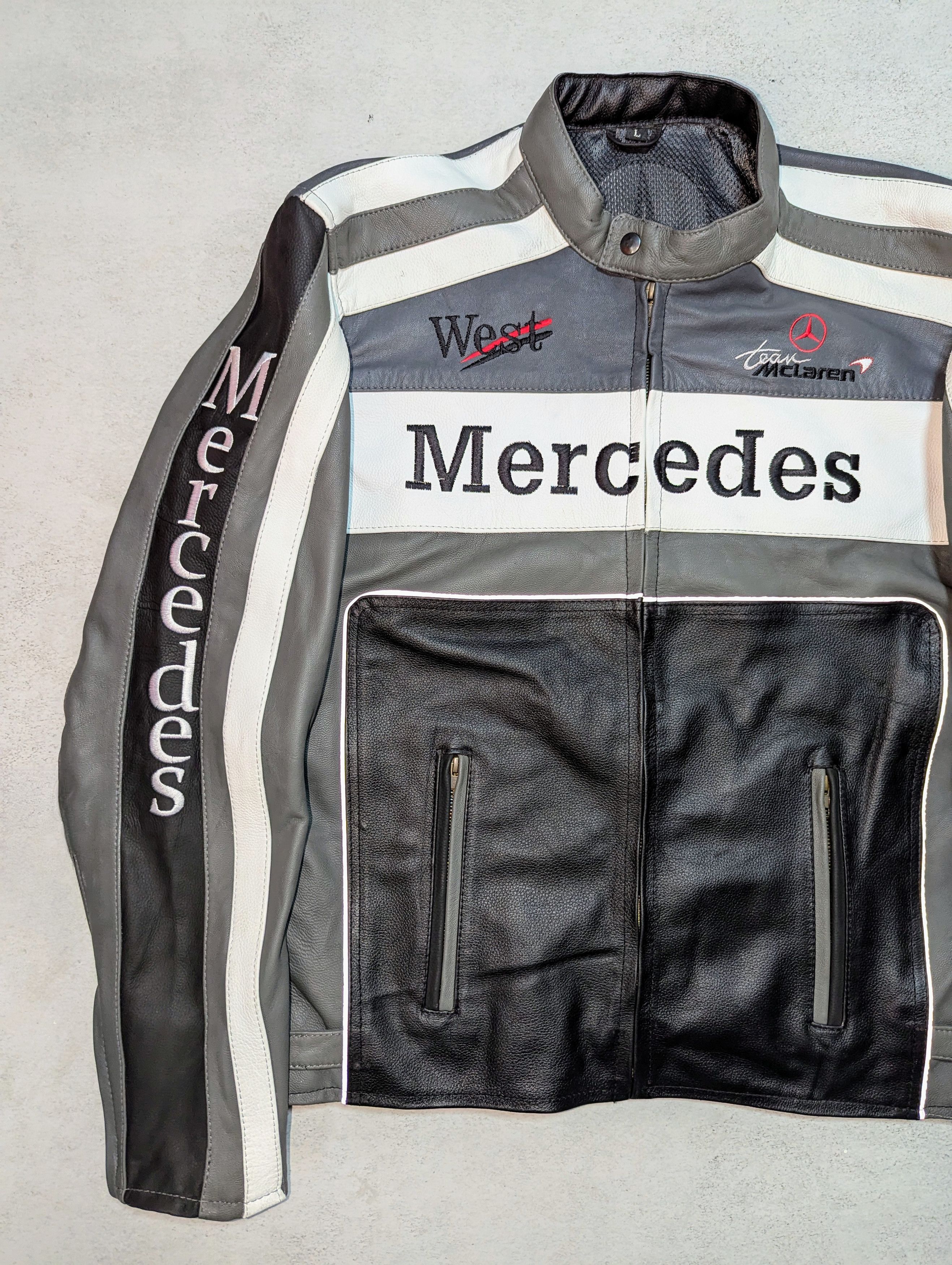Vintage 🔥 Mercedes-benz RACING LEATHER JACKET RARE STREETWEAR L Size US L / EU 52-54 / 3 - 3 Thumbnail