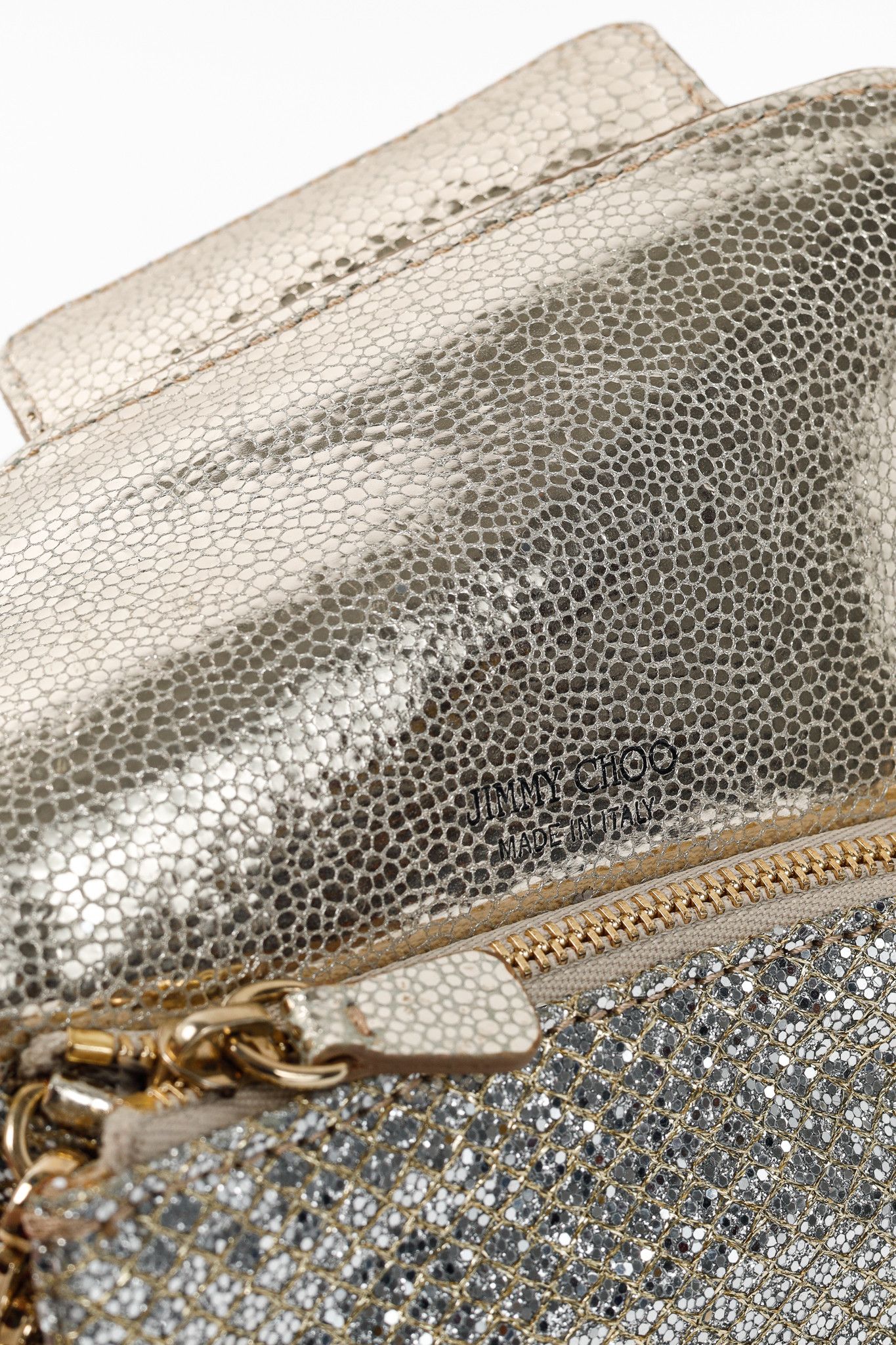 Jimmy Choo Jimmy Choo Caro Champagne Glitter Fabric Clutch Size ONE SIZE - 9 Thumbnail