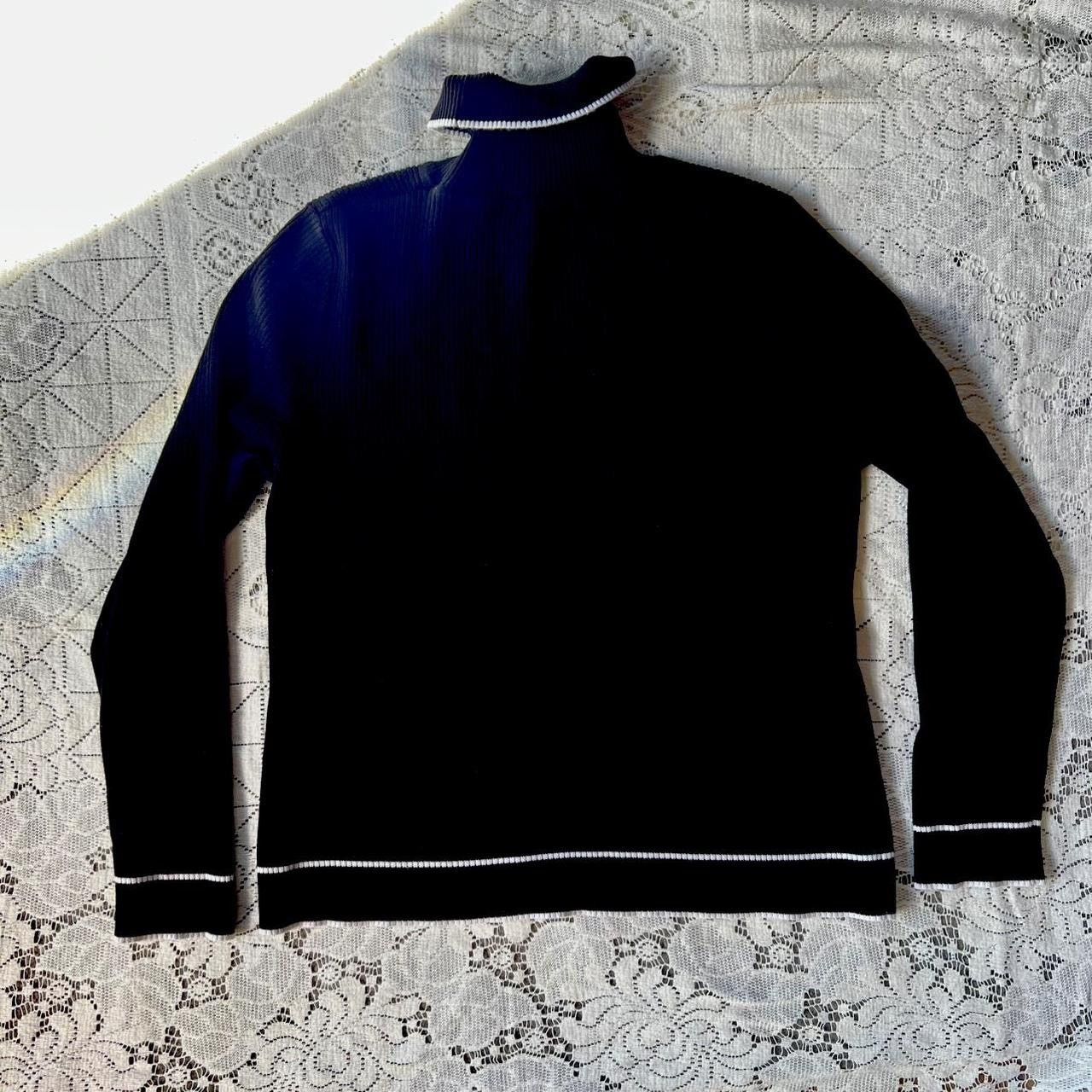 Other Black and white ribbed turtleneck with white trim ~ size L Size L / US 10 / IT 46 - 8 Thumbnail