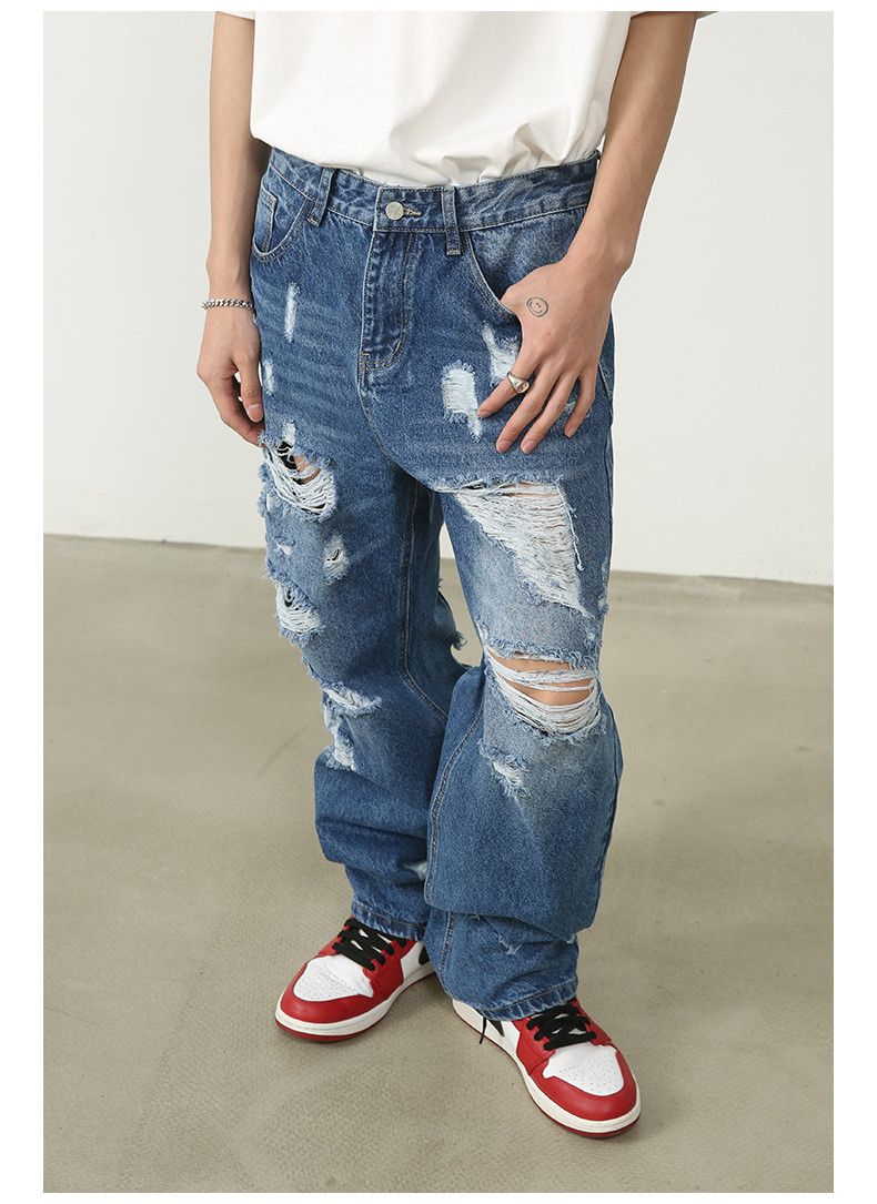 Japanese Brand American trendy street hiphop loose straight ripped jeans Size US 32 / EU 48 - 2 Thumbnail