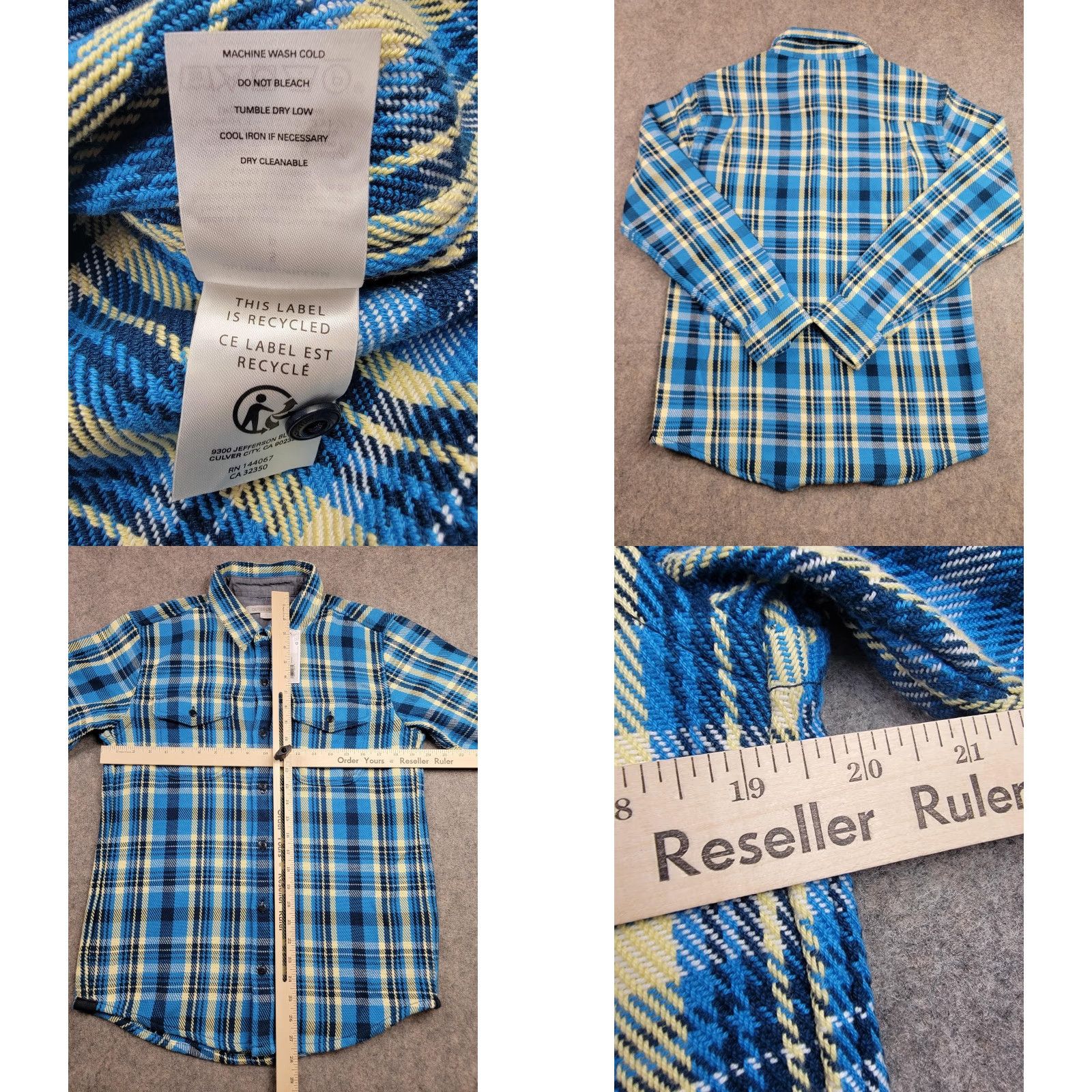 Outerknown Outerknown Shirt Mens Small Blue Yellow Plaid Blanket Flannel Organic Cotton Button-Up Casual Workwear Size US S / EU 44-46 / 1 - 8 Thumbnail