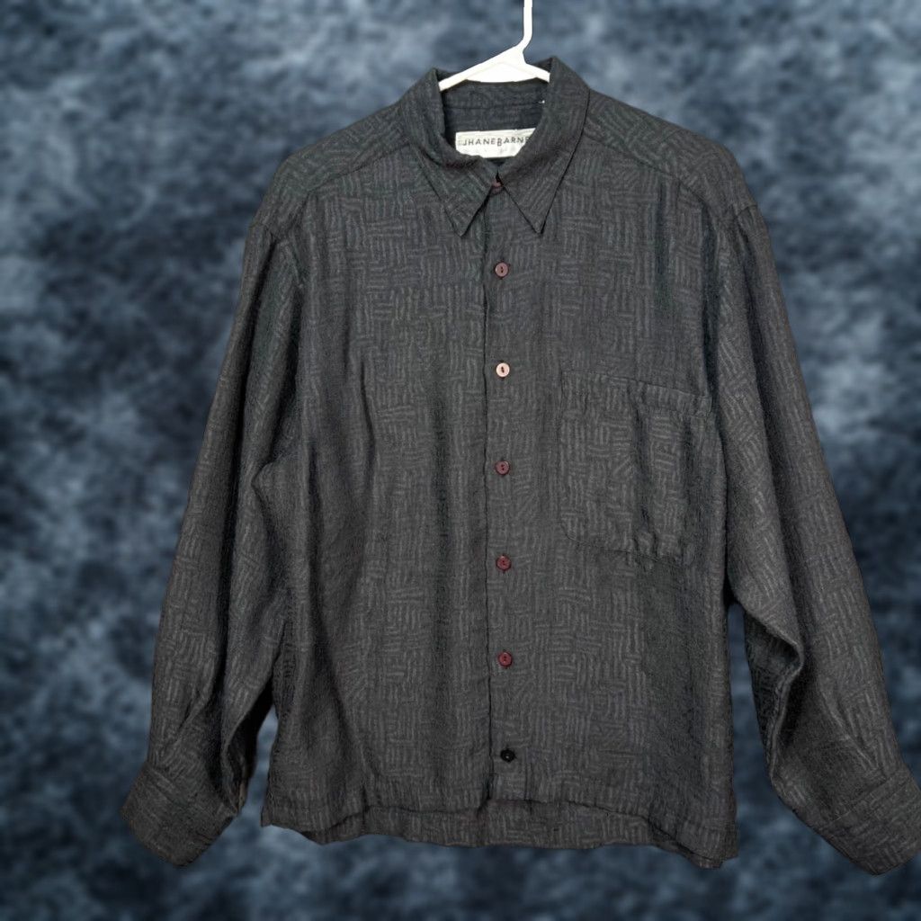 Vintage Jhane Barnes Mens Small Black Geometric Pattern Long Sleeve Button-Up Shirt Size US S / EU 44-46 / 1 - 1 Thumbnail