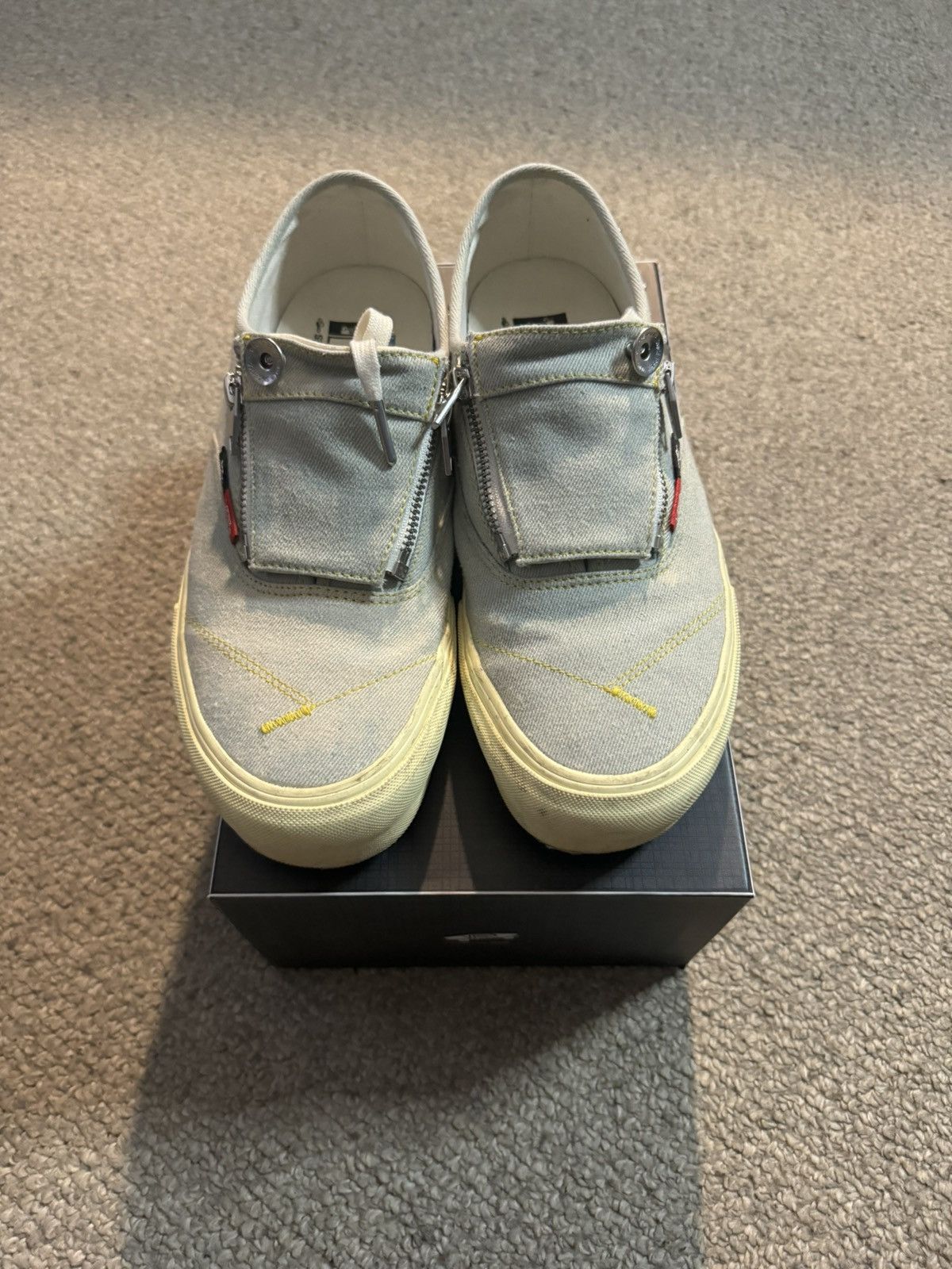 image of Midnight Studios x Vans Authentic Zip Shane Gonzales Denim Shoes in Grey, Men's (Size 10)