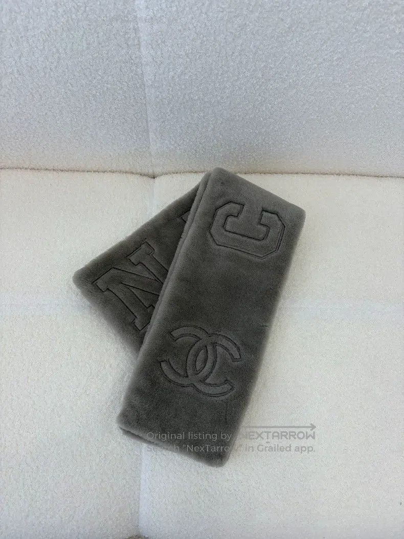 Chanel Chanel Fur pure cashmere letter logo gray scarf Size ONE SIZE - 2 Thumbnail