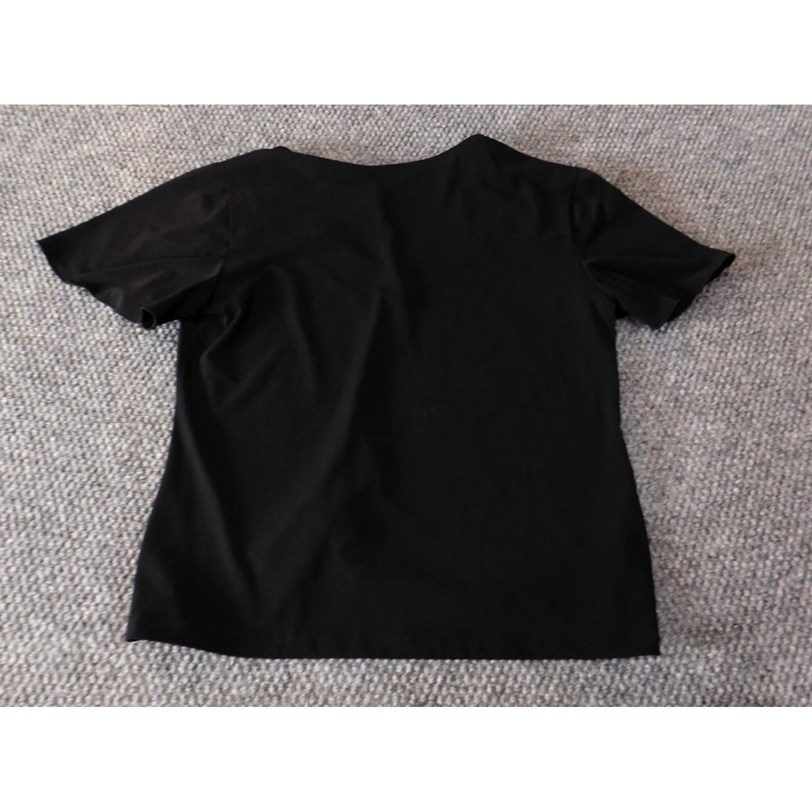 Vintage Notations Womens Blouse Shirt M Black V-Neck Short Sleeve Pullover Casual Regular Polyester Rayon Button Lightweight Stretch Classic Size M / US 6-8 / IT 42-44 - 6 Thumbnail