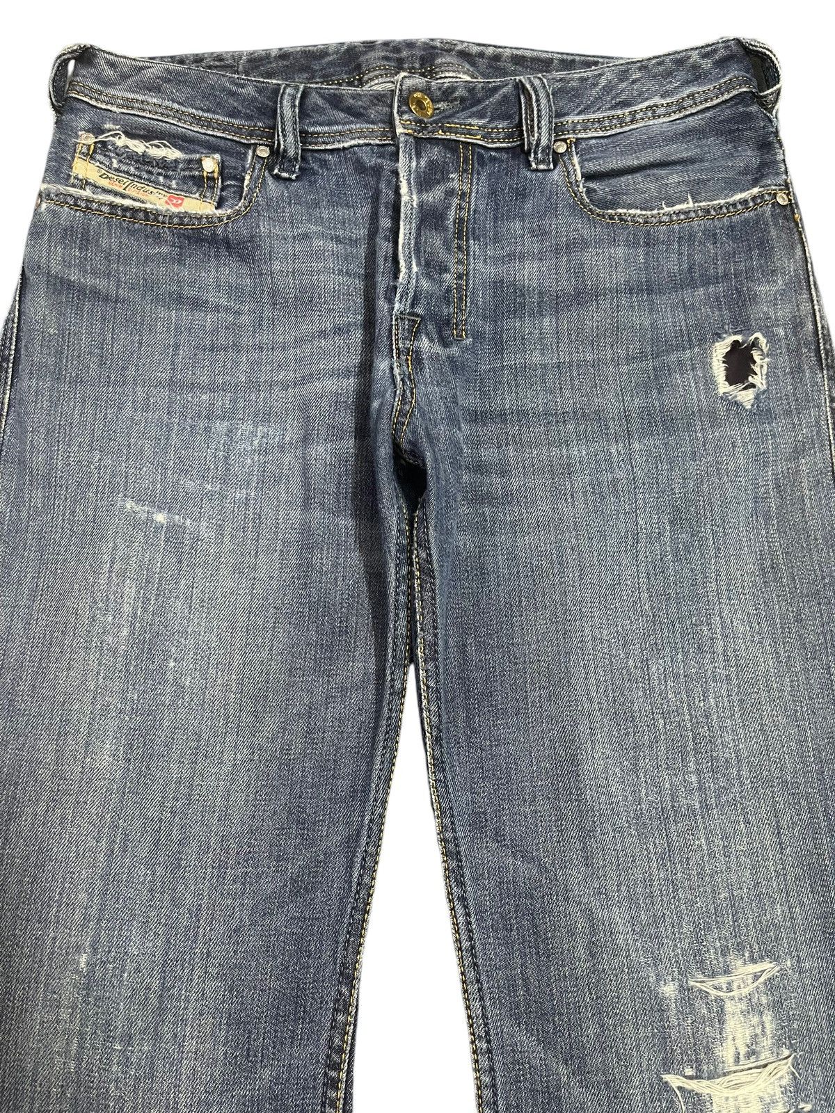 Diesel Vintage Diesel Industry Blue Wash Distress Bootcut Jeans Size US 32 / EU 48 - 3 Thumbnail