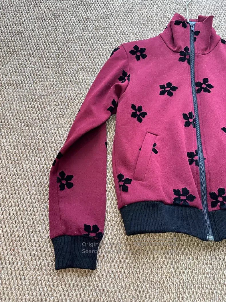 Comme des Garcons Comme Des Garcons Burgundy velvet flower zipper coat Size M / US 6-8 / IT 42-44 - 2 Thumbnail