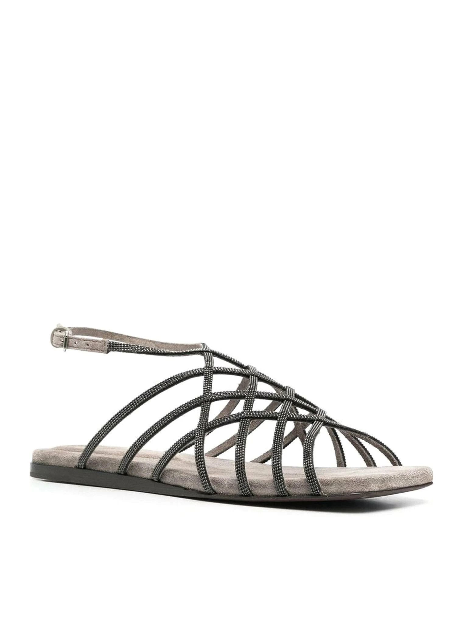 image of Brunello Cucinelli O1W1Db10524 Sandals With Heel Shoes In Grey, Women's (Size 11)