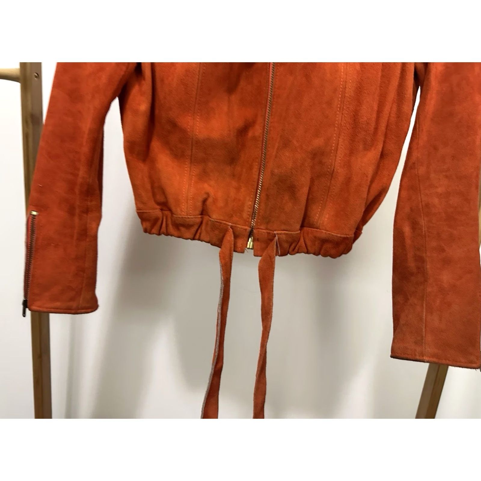 Vintage VTG 60s Burnt Orange Suede Leather Women's Cropped Jacket Size M Orange Basic Jacket Womens Size M / US 6-8 / IT 42-44 - 7 Thumbnail