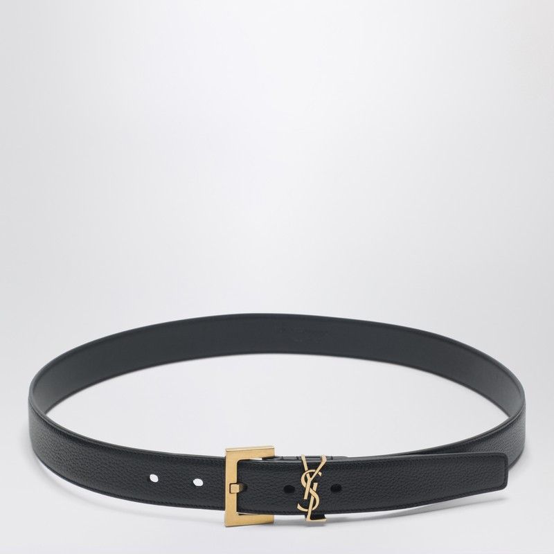 Saint Laurent Black Cassandre Leather Belt