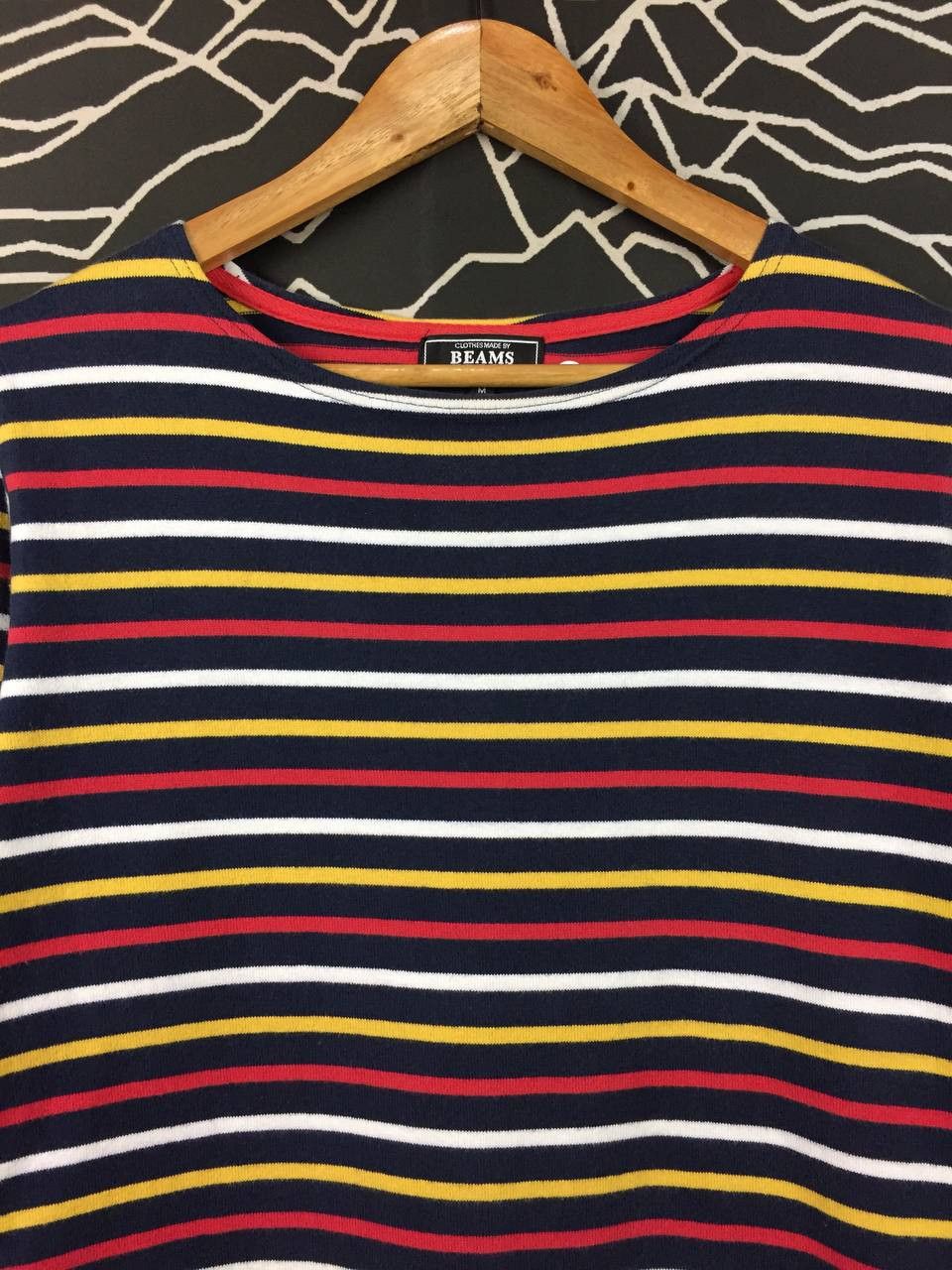 Beams Plus Vtg BEAMS Nautical Style Striped Boat Neck Long Sleeve Tee Size US M / EU 48-50 / 2 - 3 Thumbnail