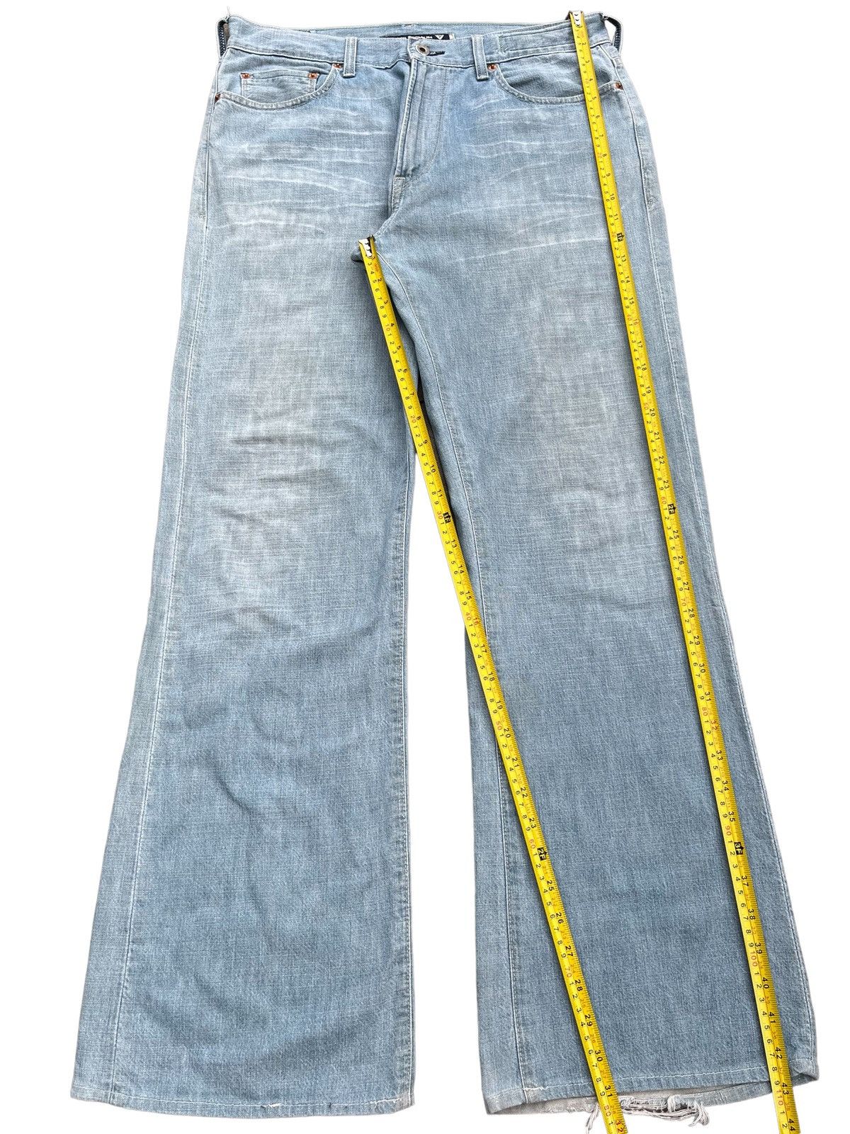 Guess Vintage Y2K Guess Made in Usa Blue Washed Frayed Flare Jeans Size US 34 / EU 50 - 15 Thumbnail
