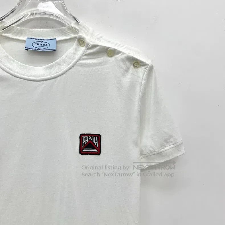 Prada Prada White logo embroidered cotton round-neck short-sleev Size US S / EU 44-46 / 1 - 3 Thumbnail