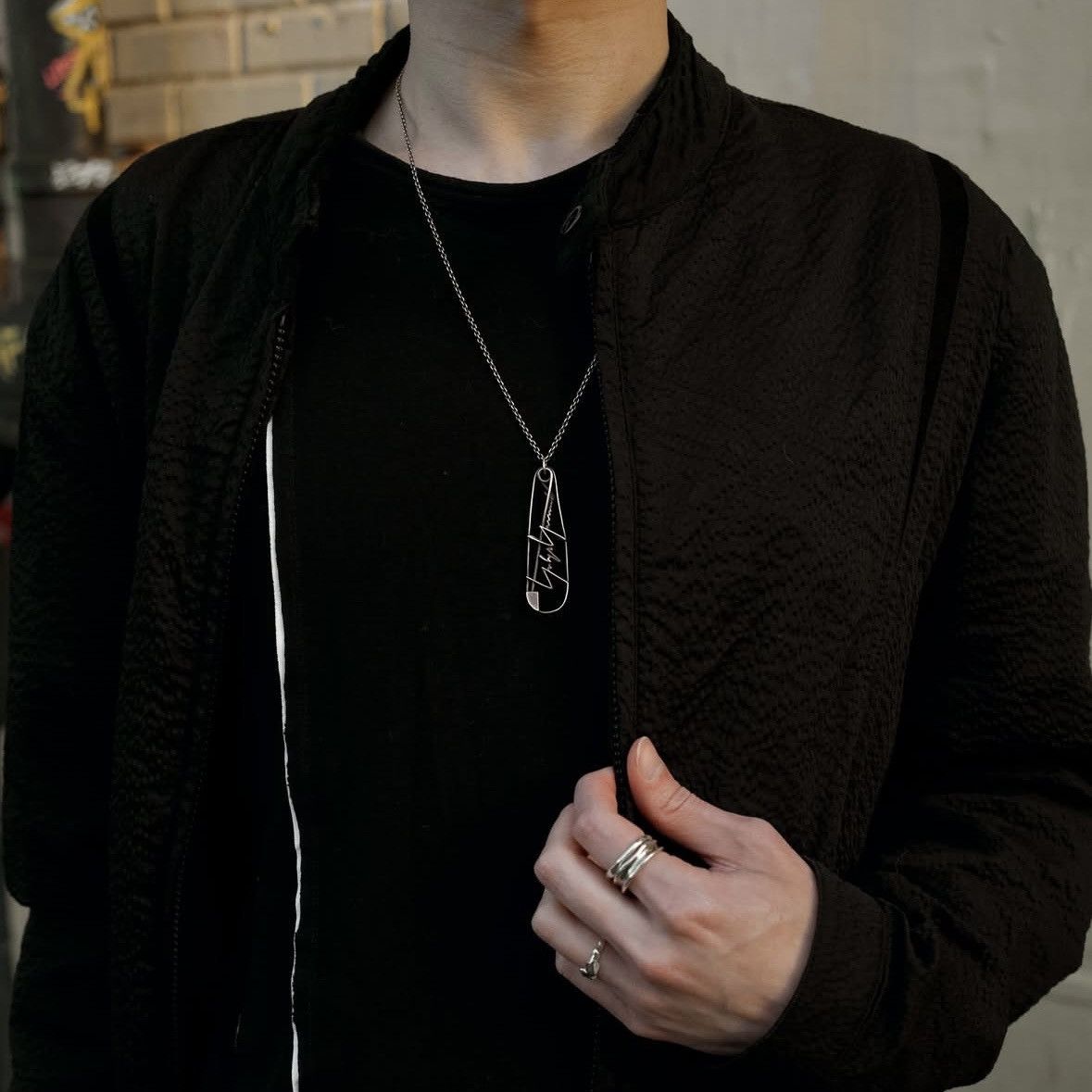 Yohji Yamamoto Pour Homme SS19 Safety Pin Brooch Necklace .925 silver Size ONE SIZE - 13 Thumbnail