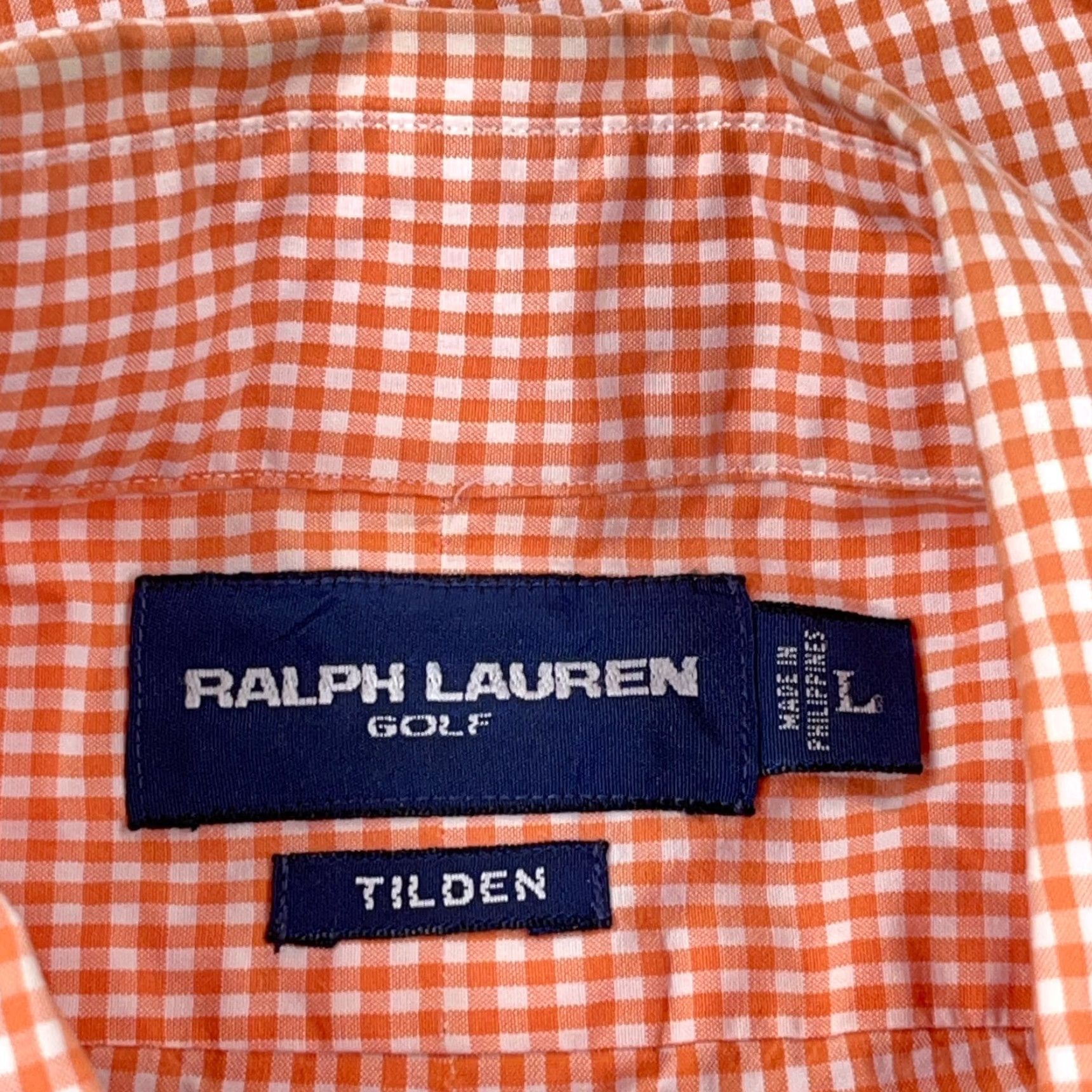 Ralph Lauren Ralph Lauren Shirt Men Large Orange Check Button-Up Polo Dress Tilden Golf Size 42R - 6 Thumbnail