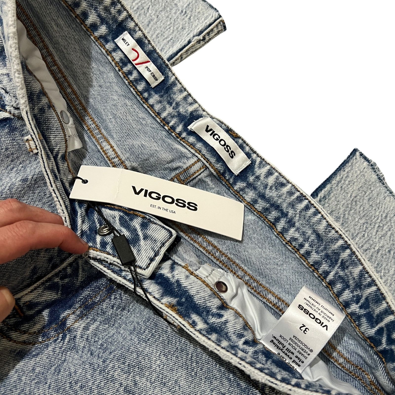 Other Miley Pop Crop Bootcut Jeans - Raw Hem Edge Zip Fly Button Size 32" / US 10 / IT 46 - 5 Thumbnail