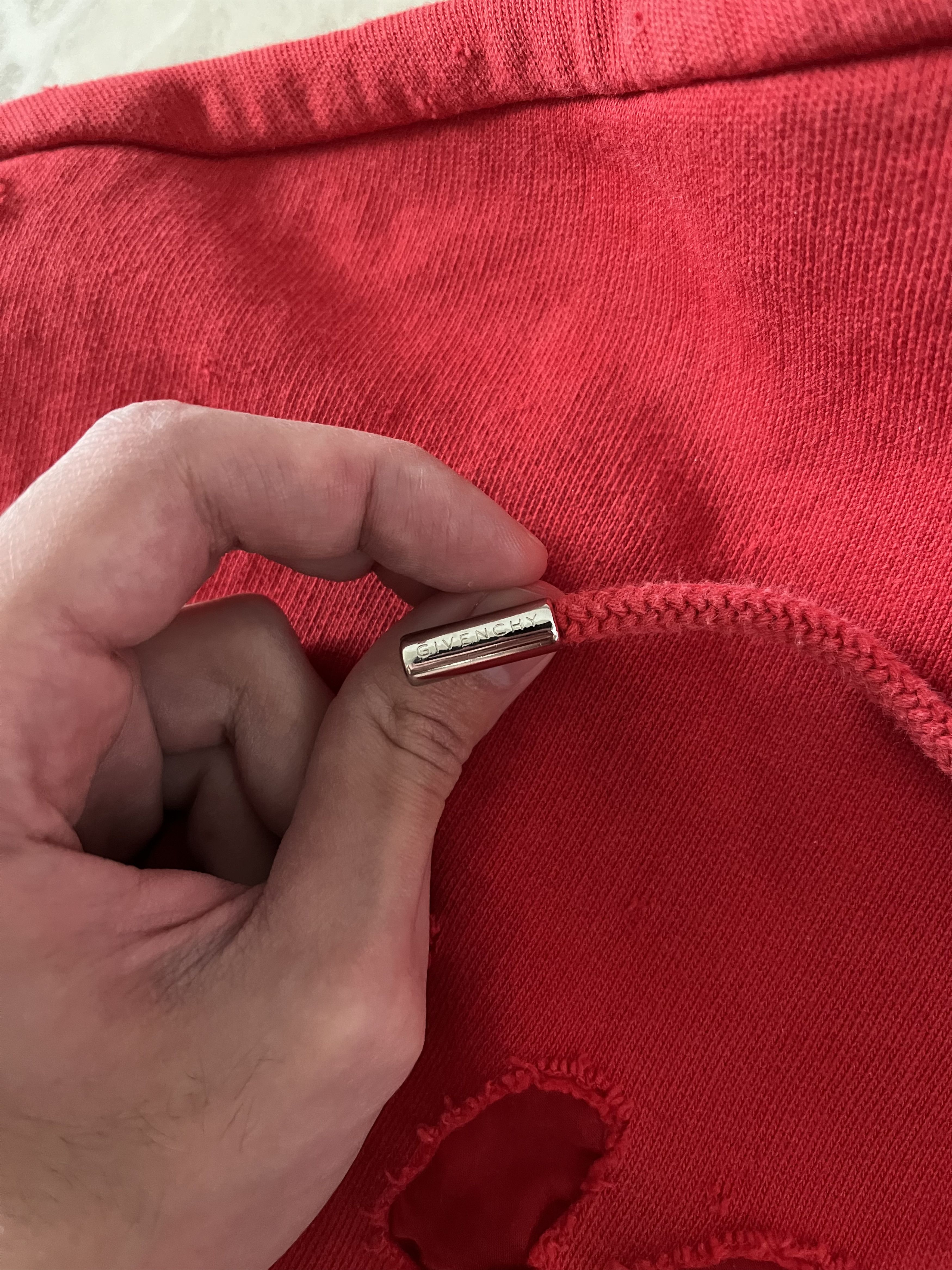 Givenchy Givenchy Red Distressed Hoodie Size US M / EU 48-50 / 2 - 9 Thumbnail