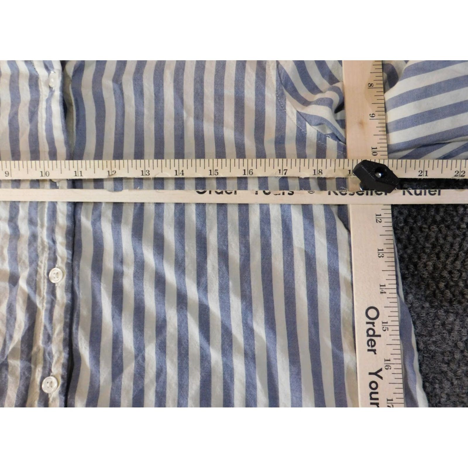 Vintage Chicos Button-Up Shirt Womens 1 Blue Striped Lyocell Long Sleeve Collared Casual Designer Classic Oversized Regular Size XS / US 0-2 / IT 36-38 - 6 Thumbnail